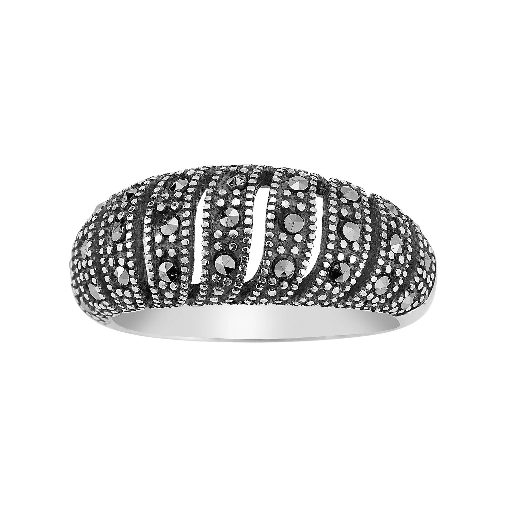 Sunkissed Sterling Sterling Silver Oxidized Cubic Zirconia Wave Dome Ring, Women's, Size: 9, Silver Tone Product Image