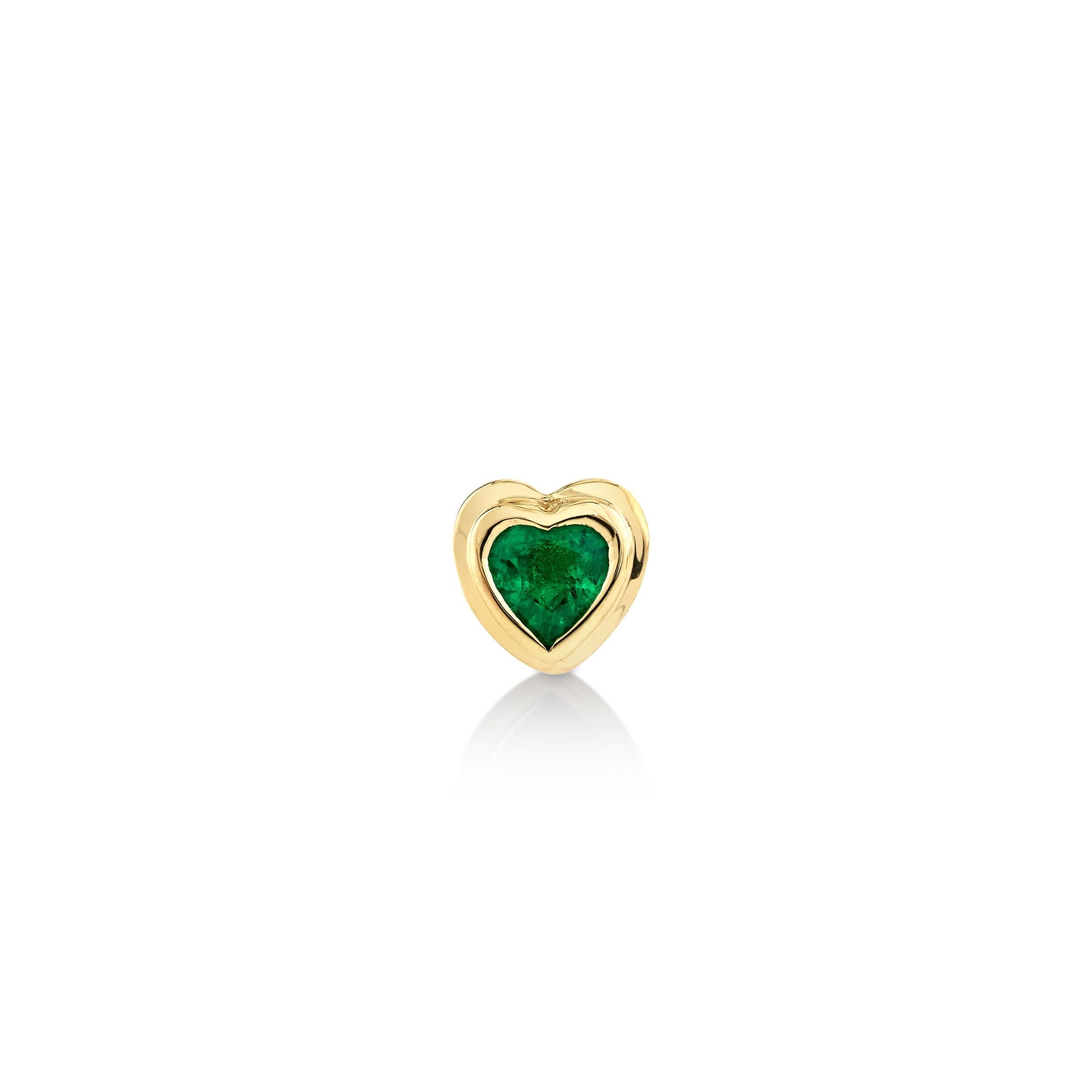 SINGLE EMERALD BEZEL HEART STUD Product Image