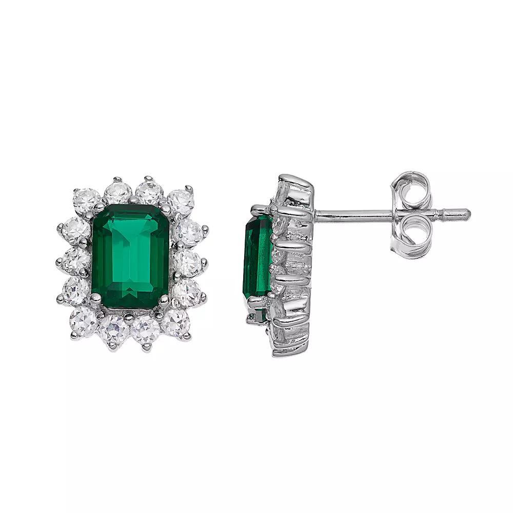 Sophie Miller Cubic Zirconia Halo Stud Earrings, Women's, Green Product Image