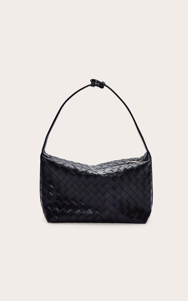 Black Weave Adjustable Handle Handbag Product Image