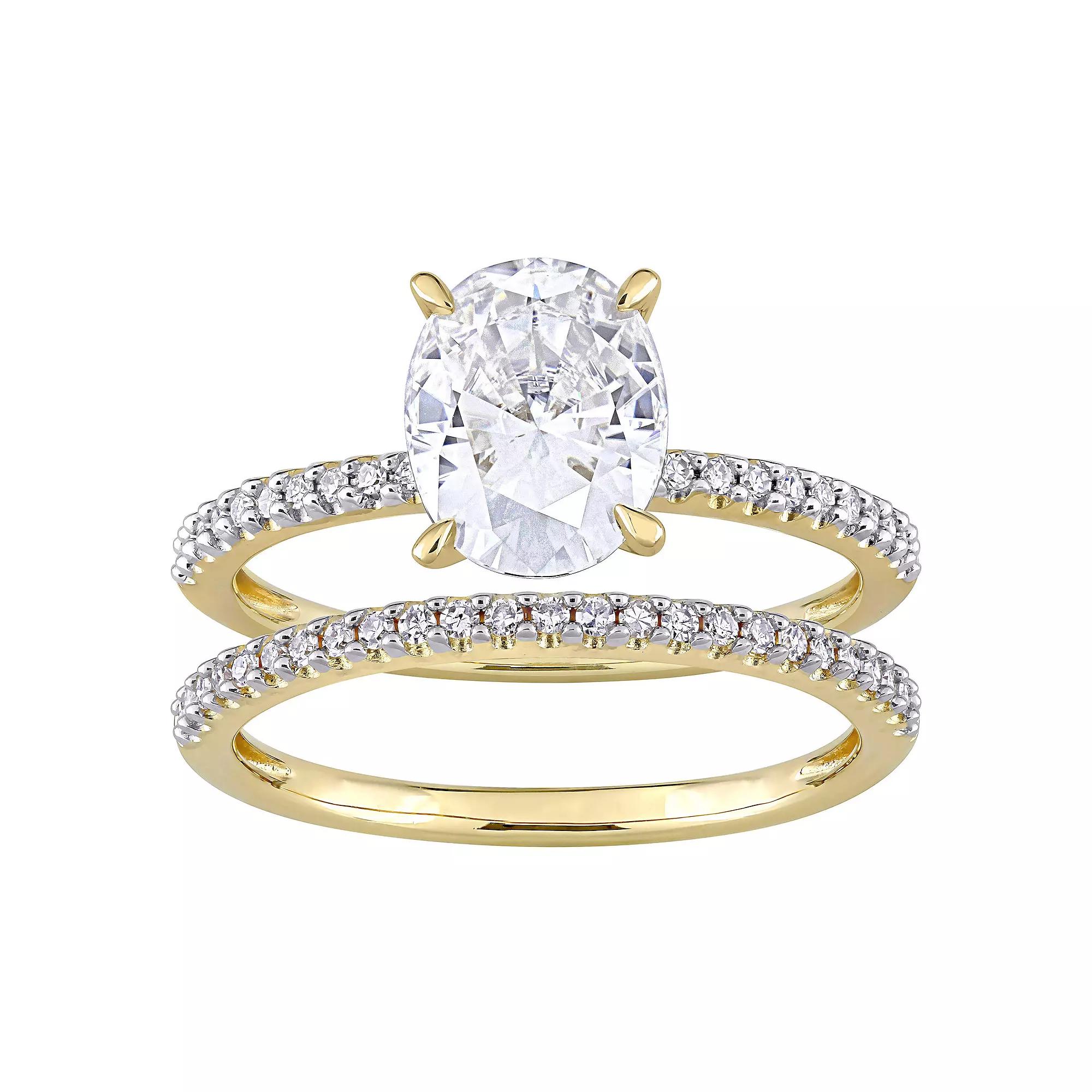 Stella Grace 14k Gold 2 Carat T.W. Lab-Created Moissanite & 1/4 Carat T.W. Diamond Engagement Ring Set, Women's, Size: 7 Product Image