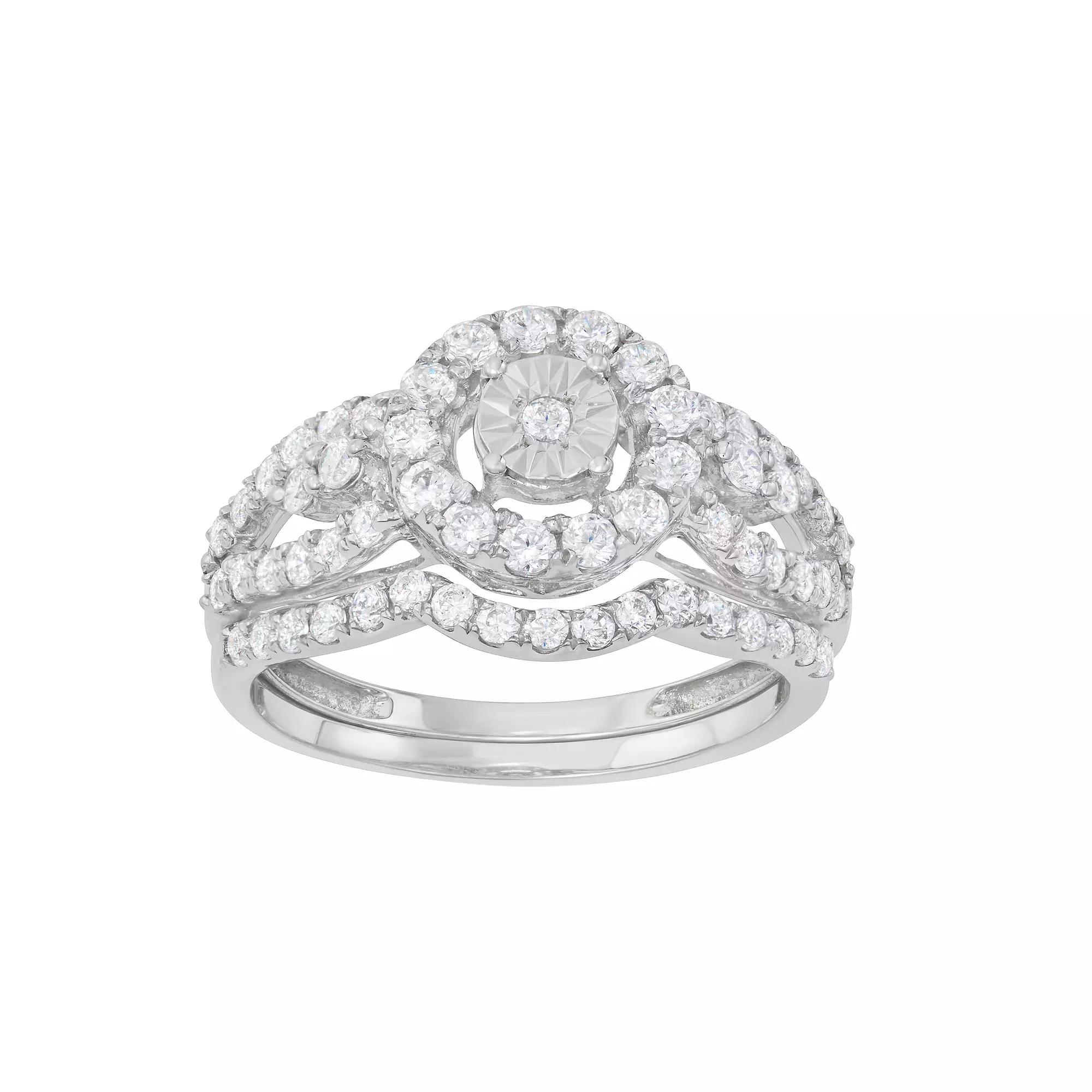 HDI 10k Gold 1 Carat T.W. Diamond Engagement Ring Set, Women's,  Product Image