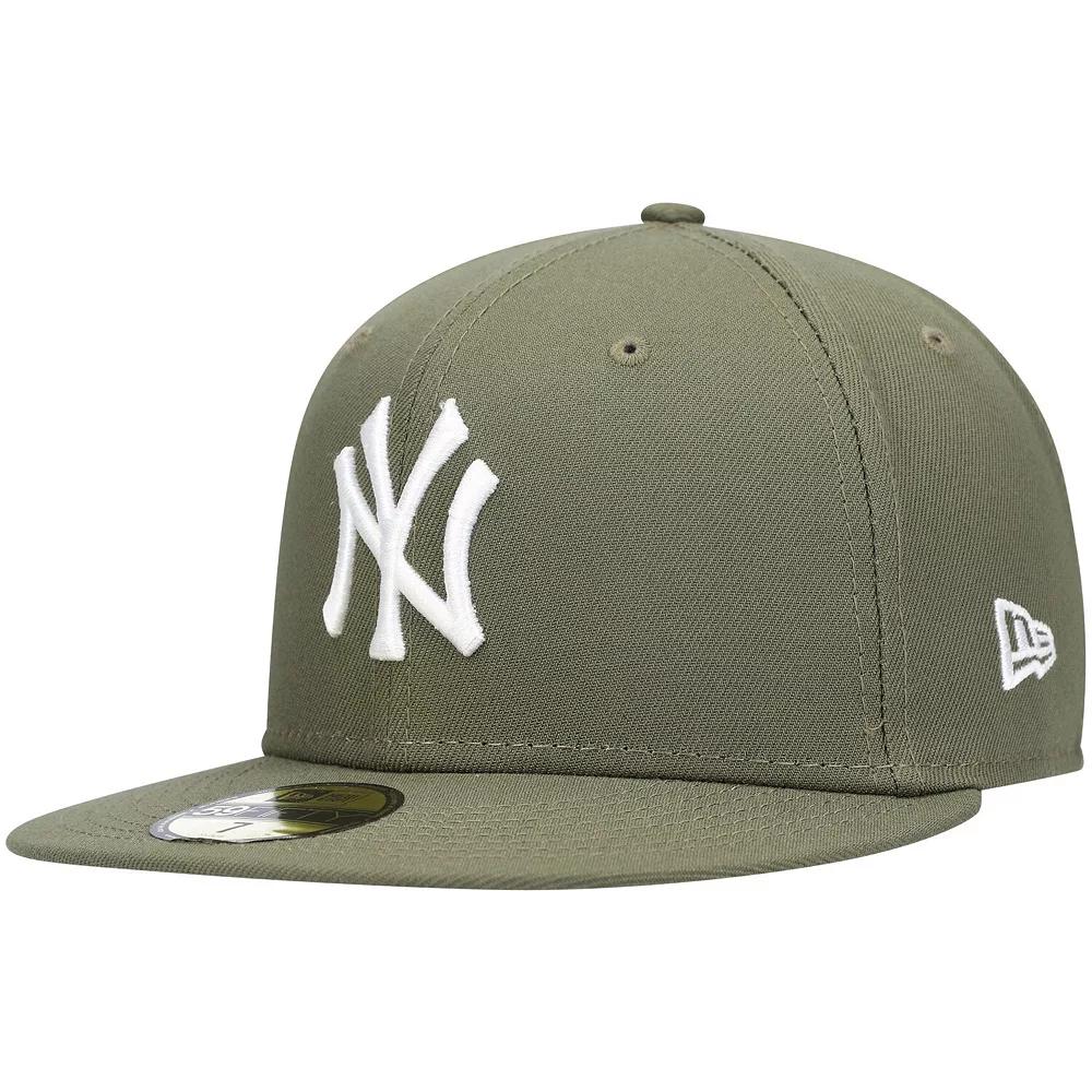 Men's New Era Olive New York Yankees Logo White 59FIFTY Fitted Hat, Size: 7 3/4, Team Product Image