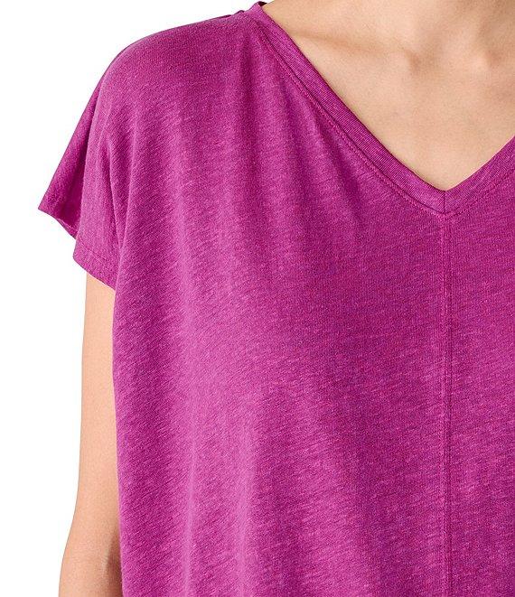 Eileen Fisher Organic Linen Jersey V-Neck Cap Sleeve Top Product Image
