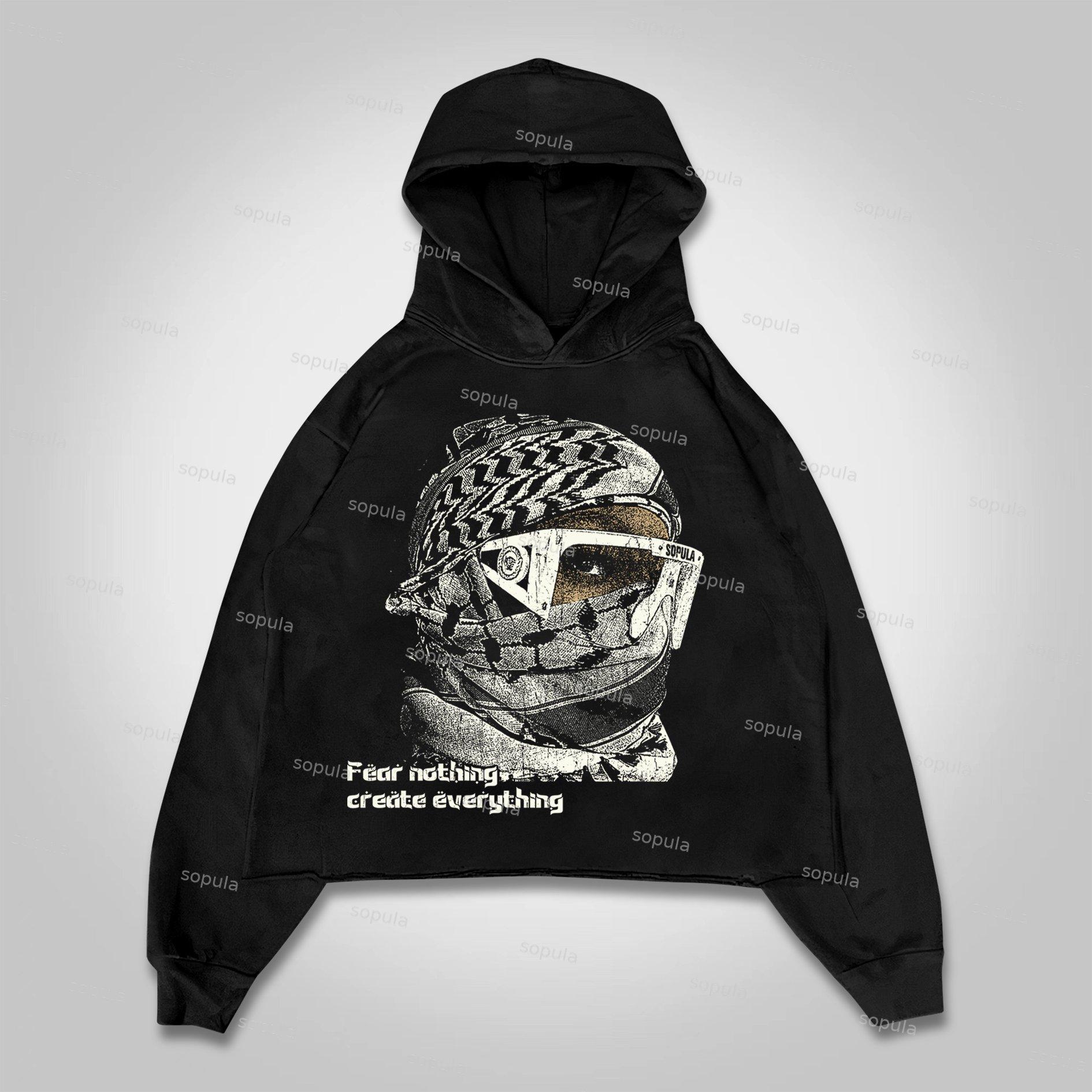 Sopula Fear Nothing, Create Everything Vintage Characters Crop Hoodie Product Image