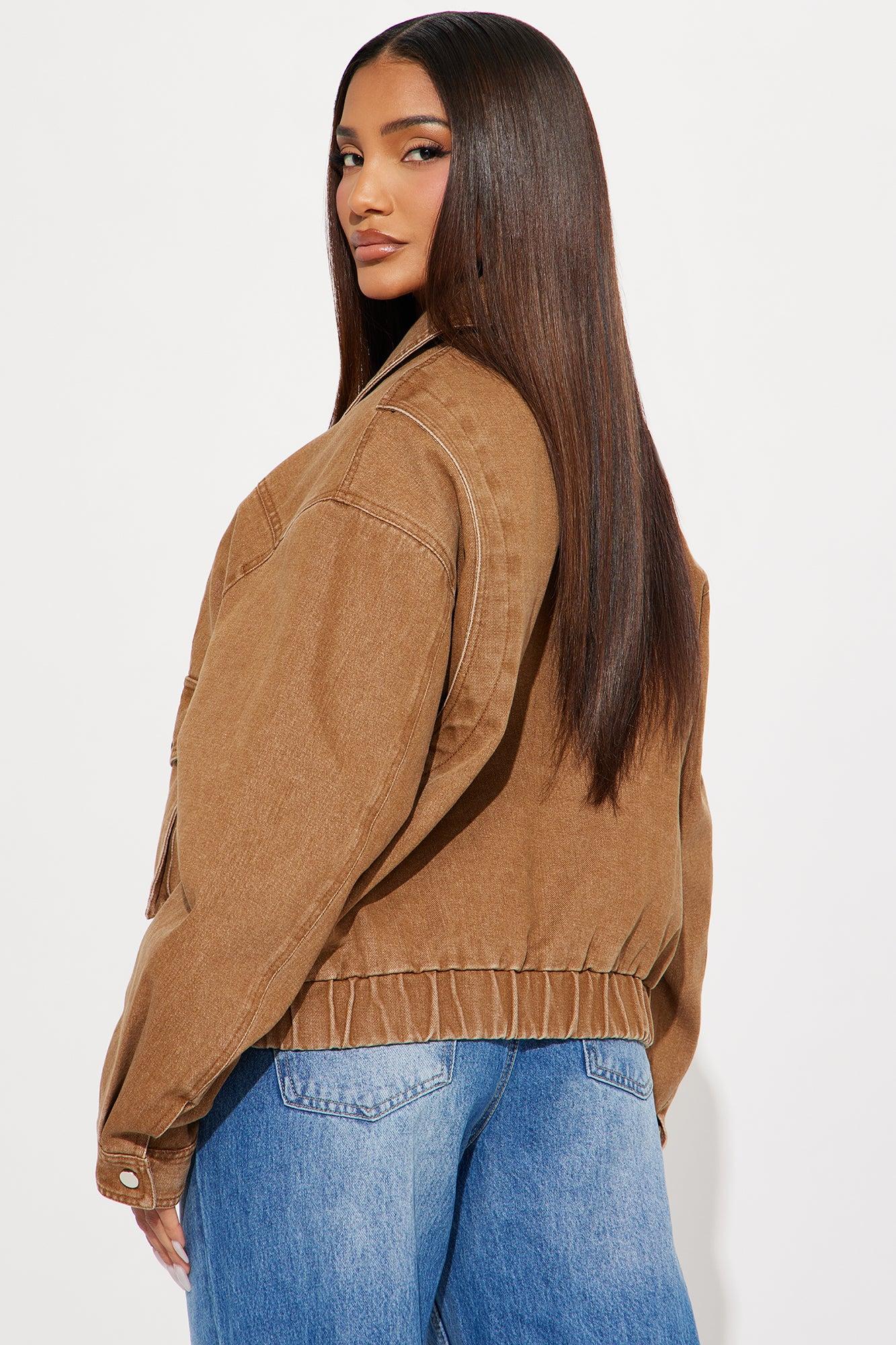 Delilah Washed Bomber Jacket - Rust Product Image