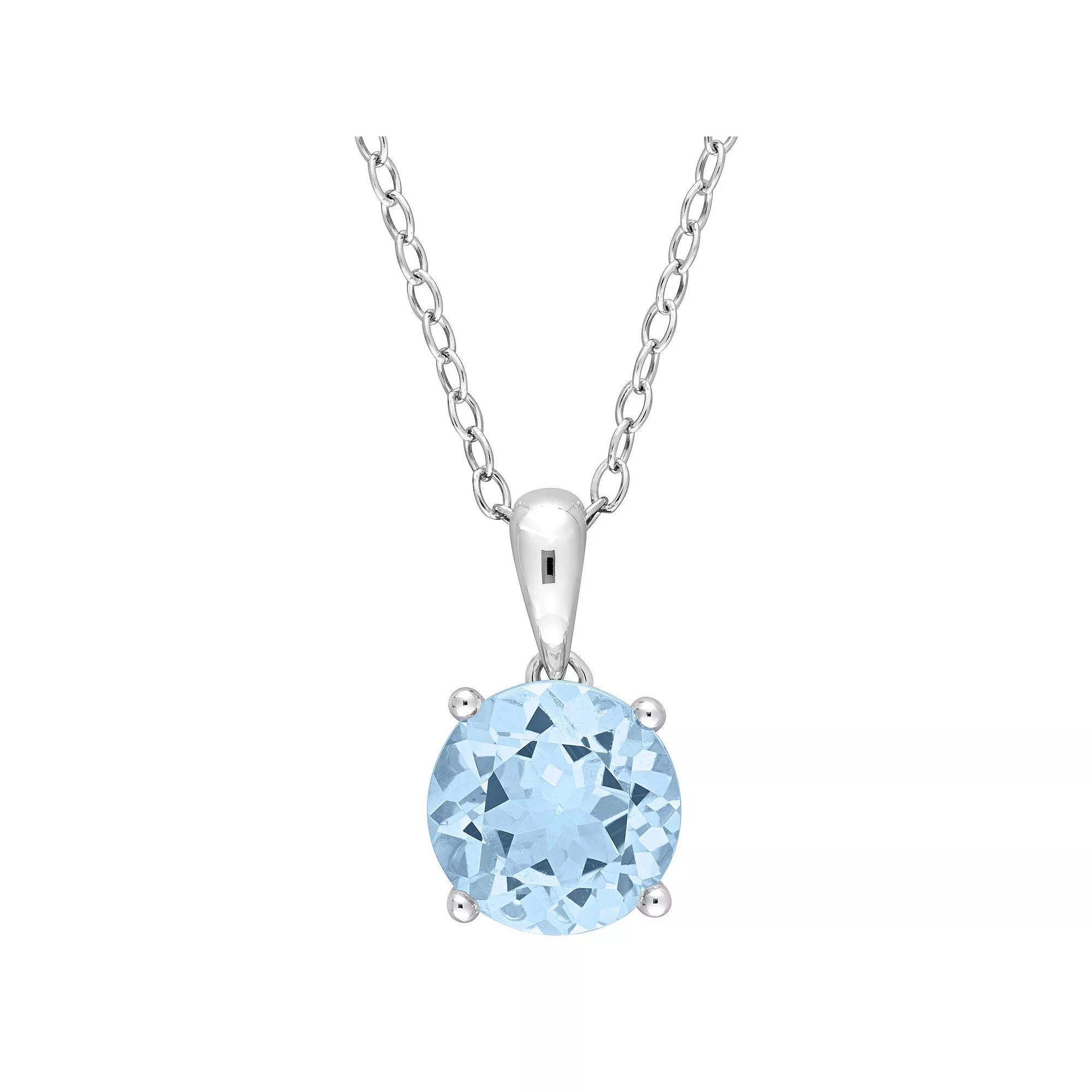 Stella Grace Sterling Silver & Gemstone Round Stud Pendant Necklace, Women's,  Product Image