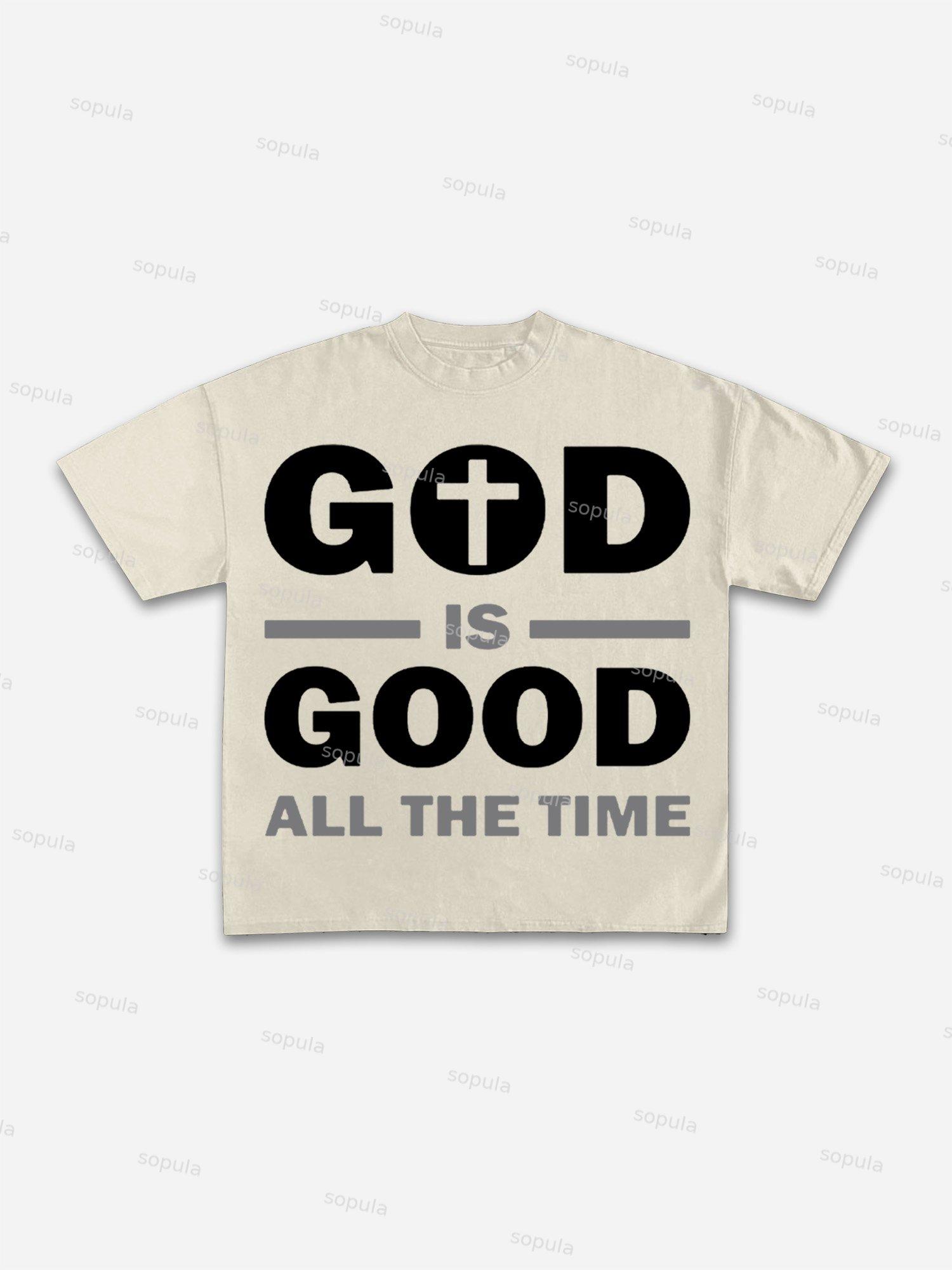 God Is Good Slogan Graphic Cotton T-shirt Product Image
