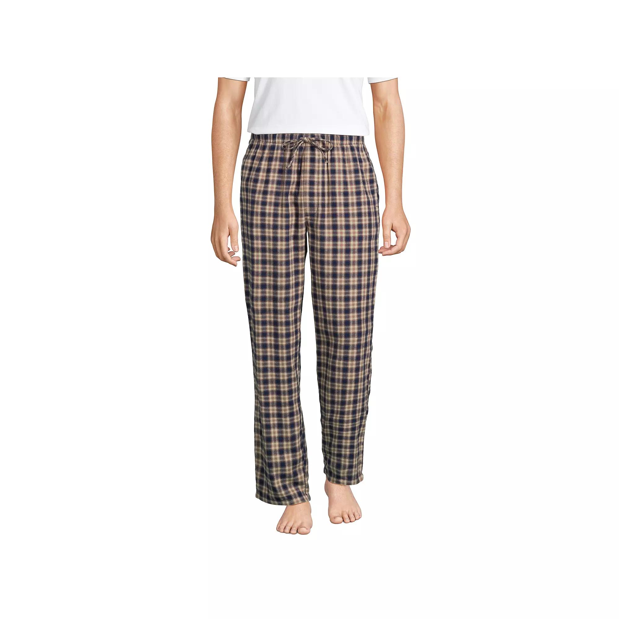 Men's Lands' End Flannel Pajama Sleep Pants, Size: Large, Navy Green Plaid Product Image