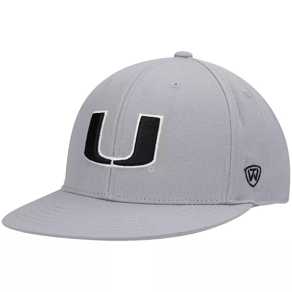 Men's Top of the World Gray Miami Hurricanes Fitted Hat, Size: 7 1/4, Grey Product Image