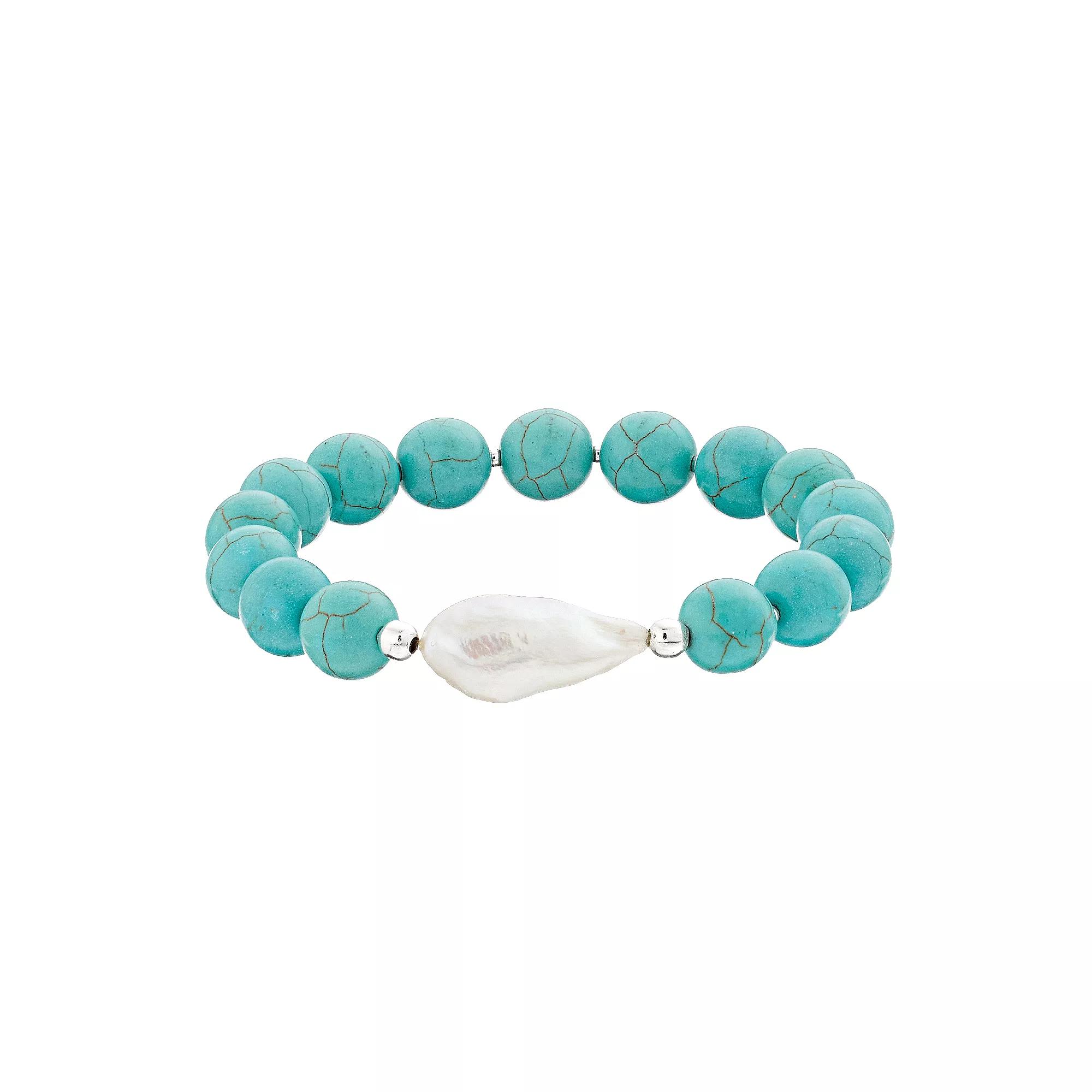 Aleure Precioso 10 mm Bead & Freshwater Pearl Stretch Bracelet, Women's,  Product Image