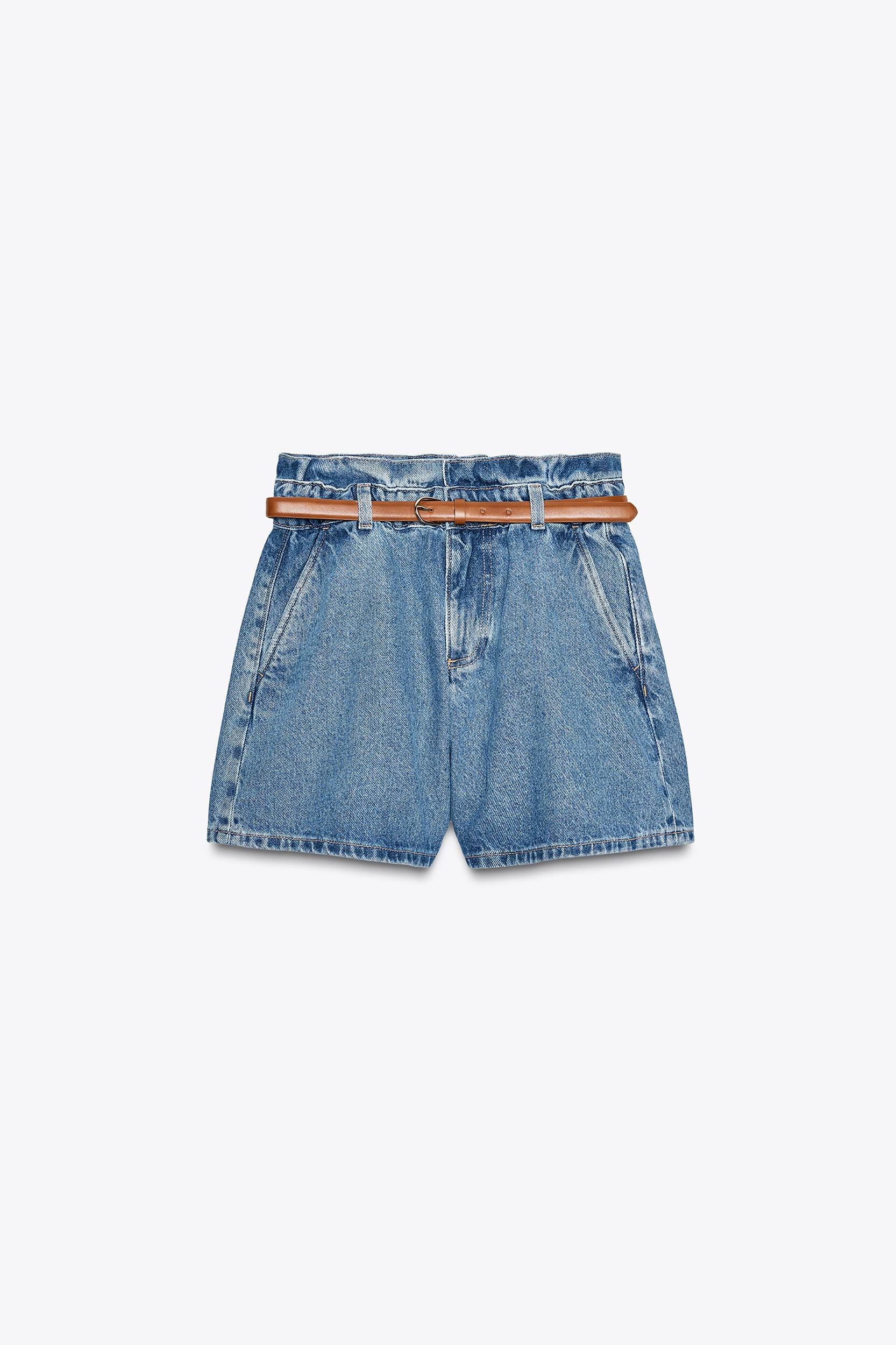 Z1975 DENIM PAPERBAG BELTED SHORTS Product Image