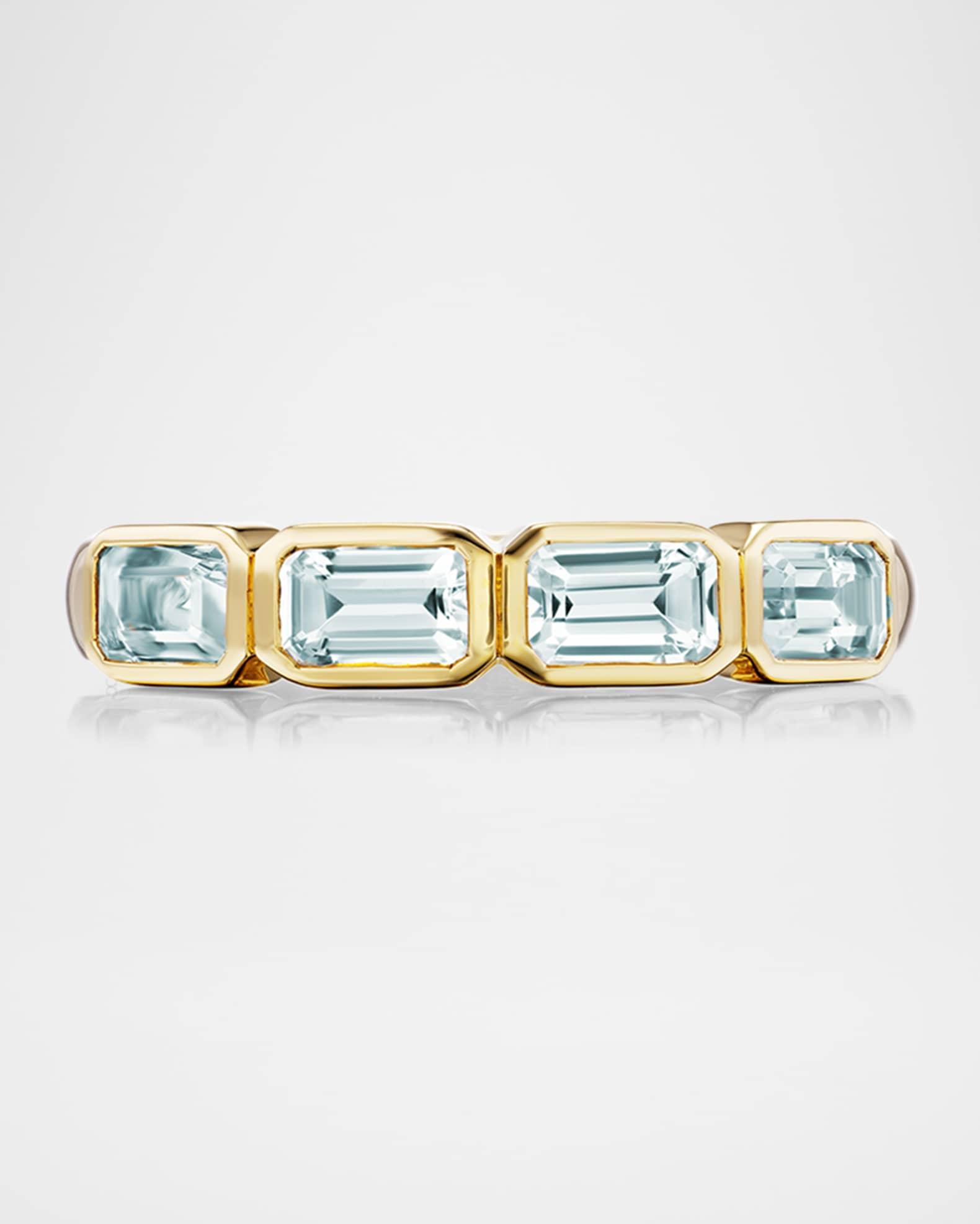 14K Yellow Gold Aquamarine Stacking Band Ring Product Image