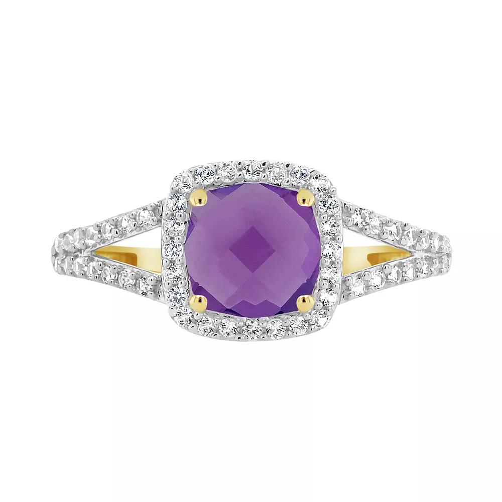 Celebration Gems 10K Yellow Gold 7mm Cushion Gemstone Ring, Women's, Size: 5, Purple Product Image