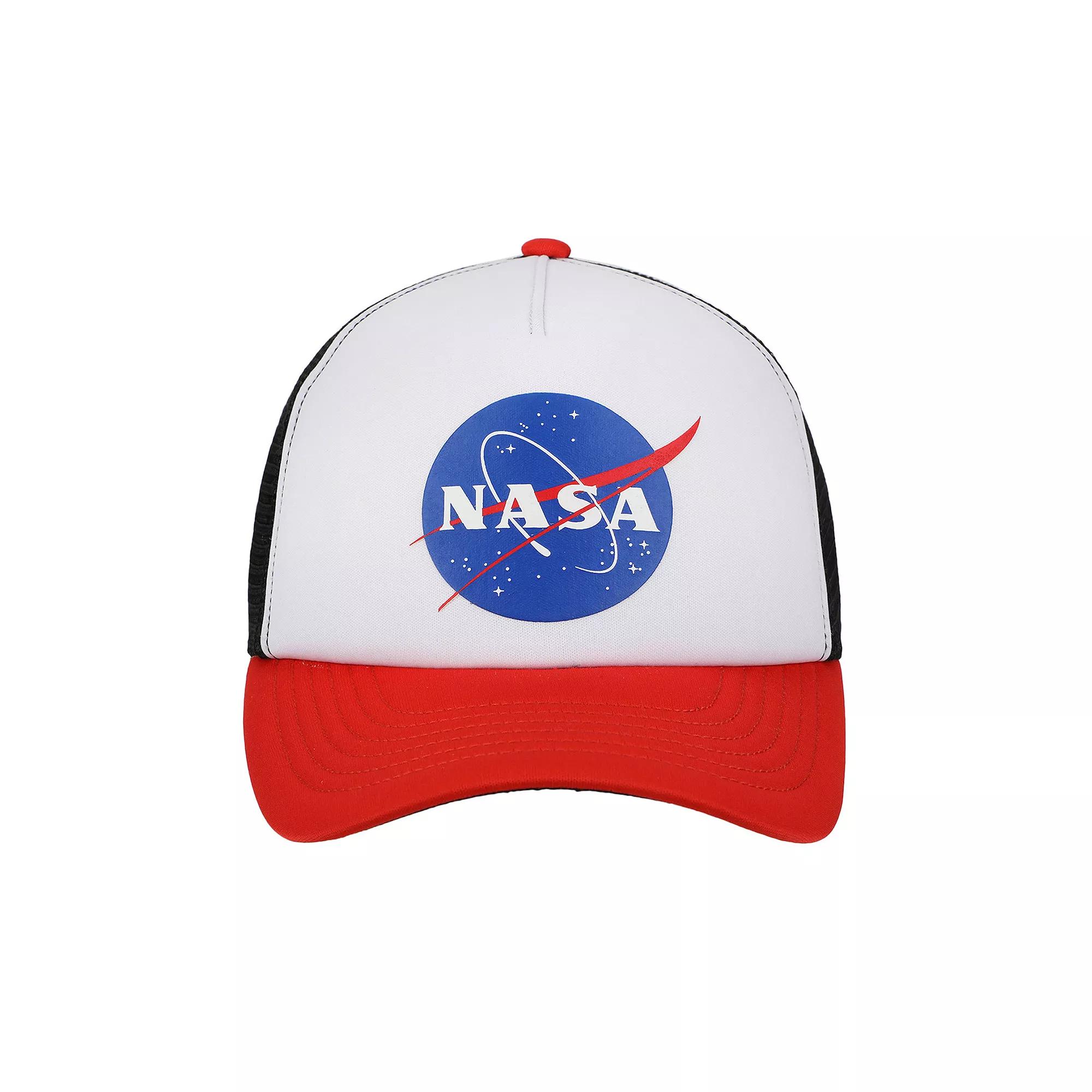 Men's NASA Logo Adjustable Trucker Hat, White Product Image