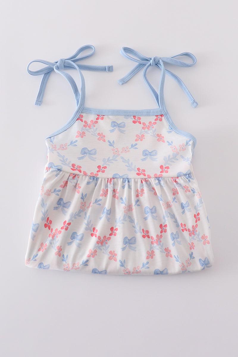 Blue bow lattice print set Product Image