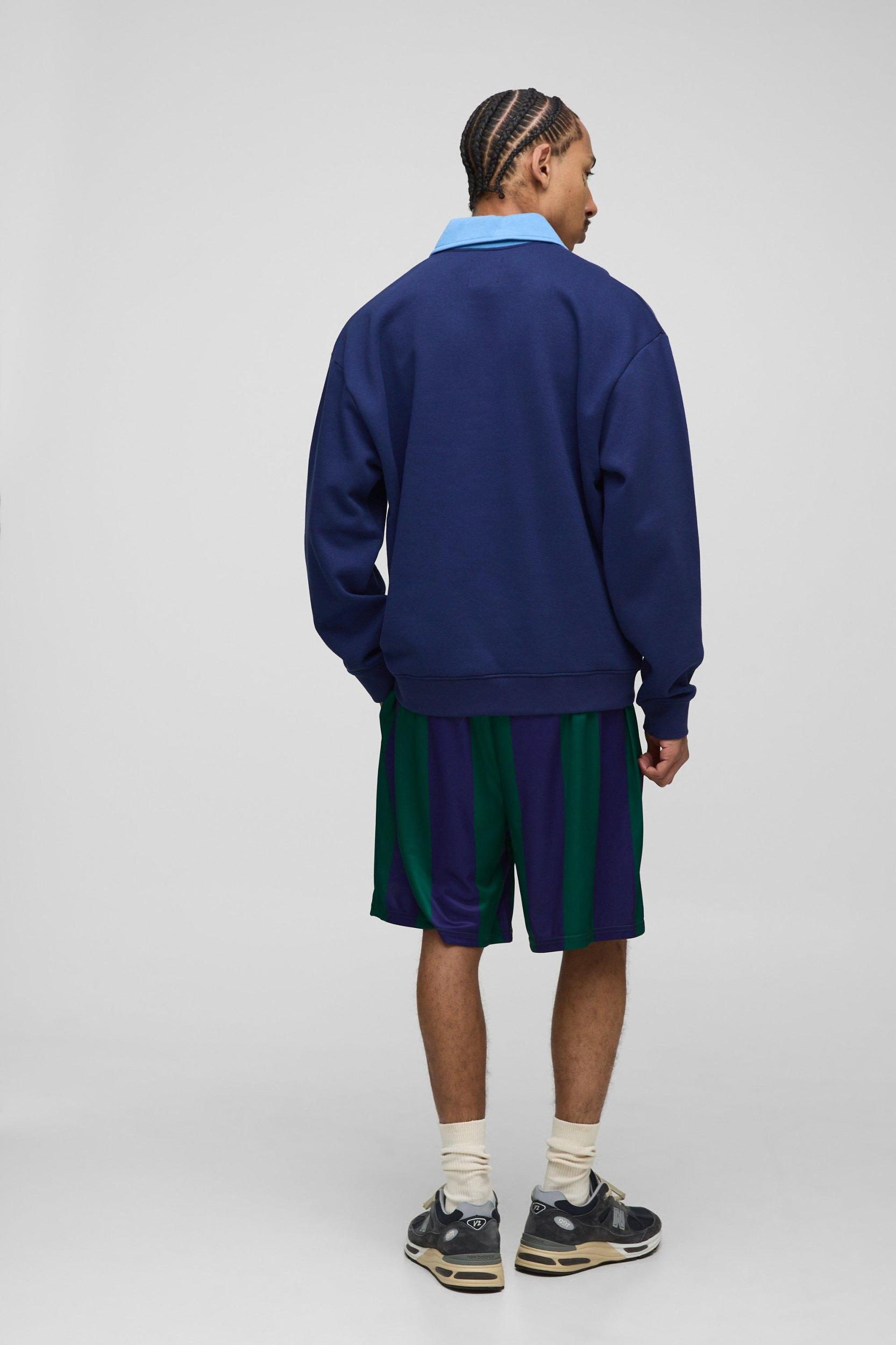 Homme Mid Length Stripe Sports Shorts | boohooMAN USA Product Image