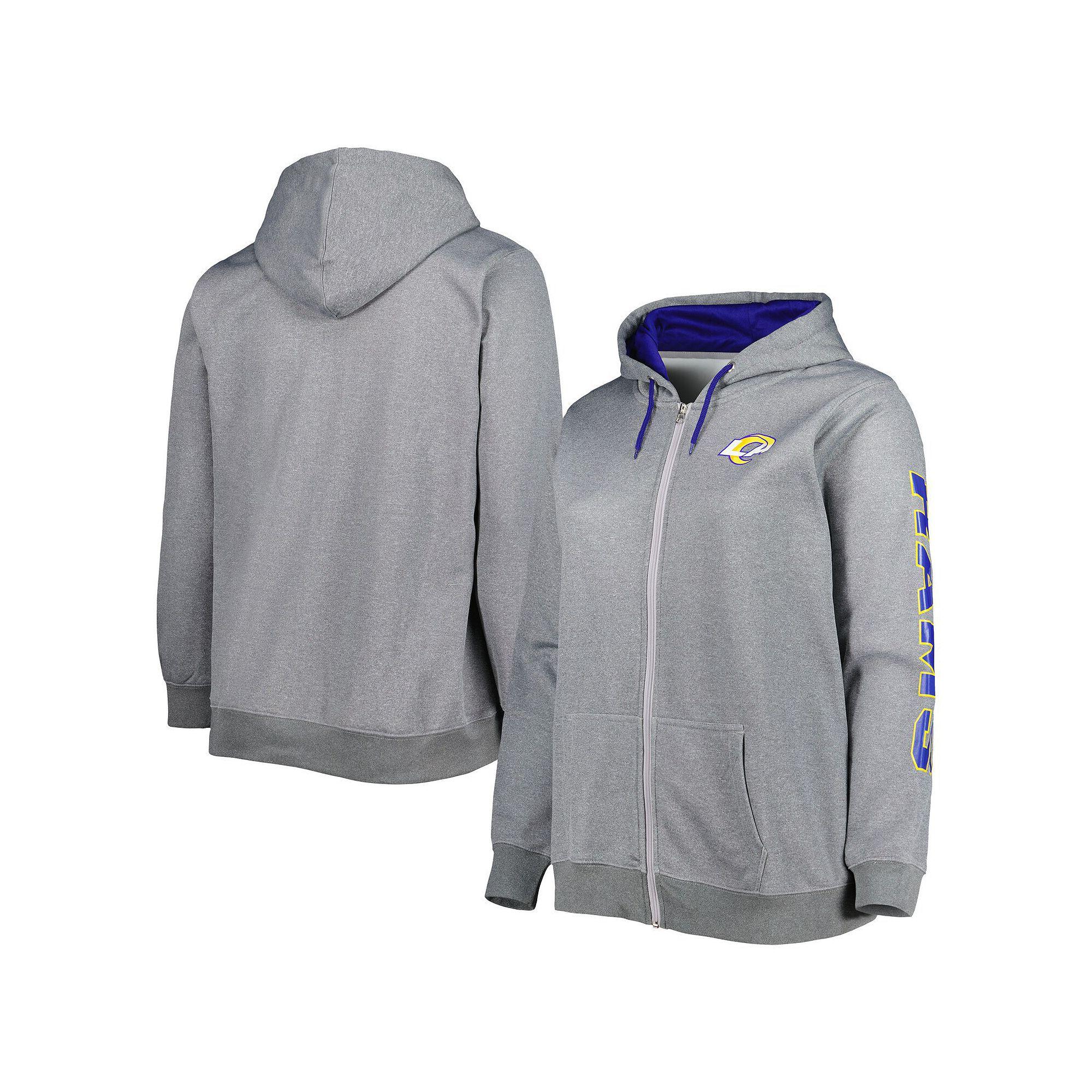 Women's Heather Charcoal Los Angeles Rams Plus Size Fleece Full-Zip Hoodie Jacket, Size: 2XL Product Image