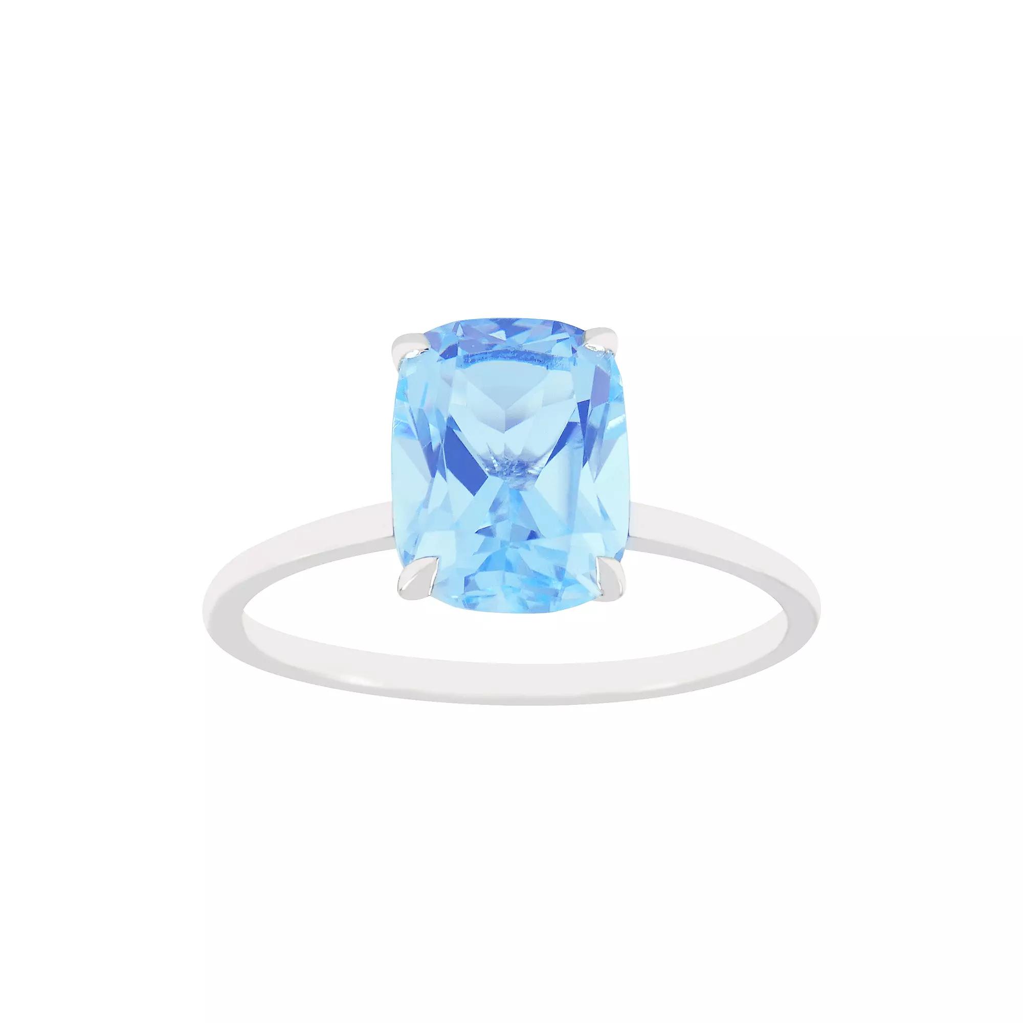 SIRI USA by TJM Sterling Silver Simulated Blue Quartz Rectangular Statement Ring, Women's,  Product Image