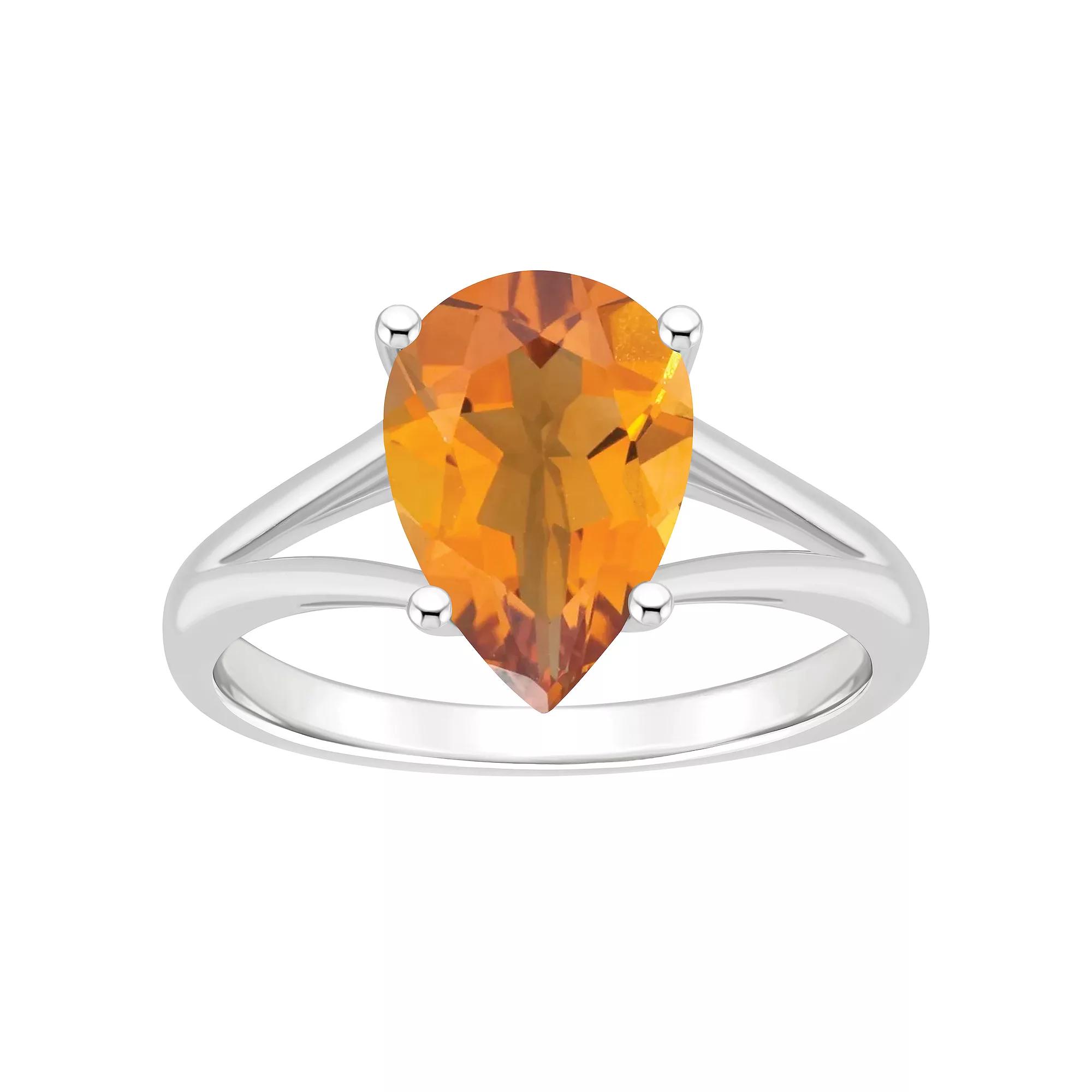 Alyson Layne 14k White Gold Pear Shape Citrine Ring, Women's, Size: 7 Product Image