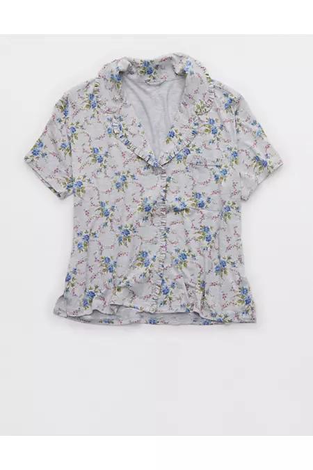Aerie Real SoftÂ® Ruffle Pajama Shirt Women's Product Image
