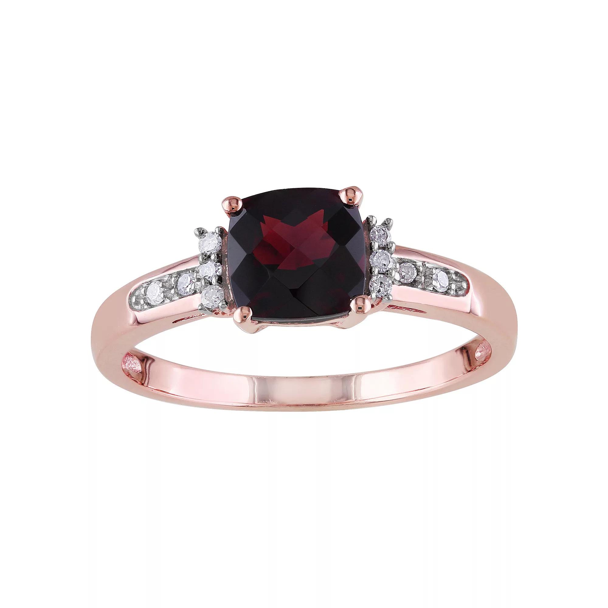Stella Grace 10k Rose Gold Cushion Cut Garnet & Diamond Accent Ring, Women's,  Product Image