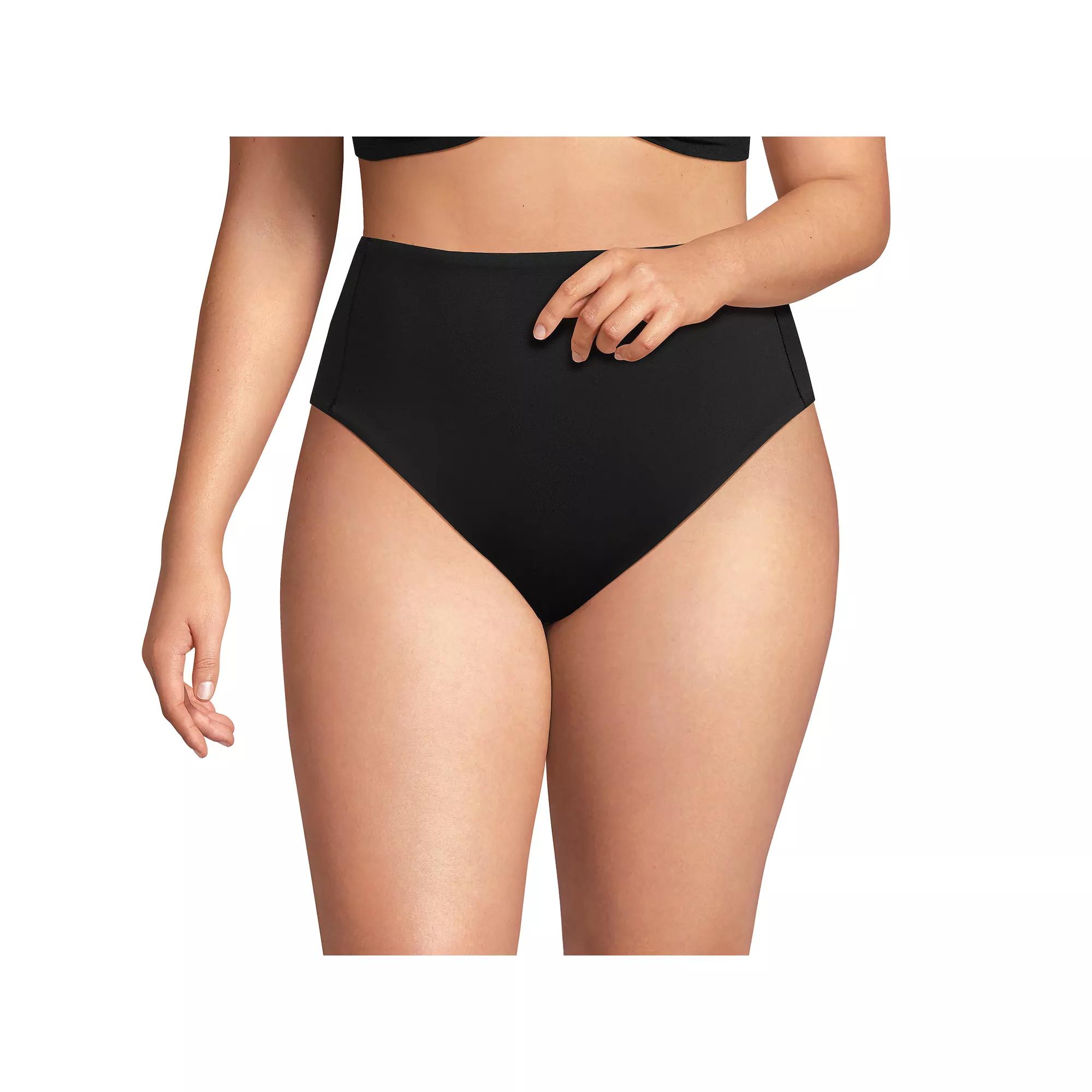 Plus Size Lands' End QuickDry High Waisted High Leg Swim Bottoms, Women's, Size: 20 W, Black Product Image
