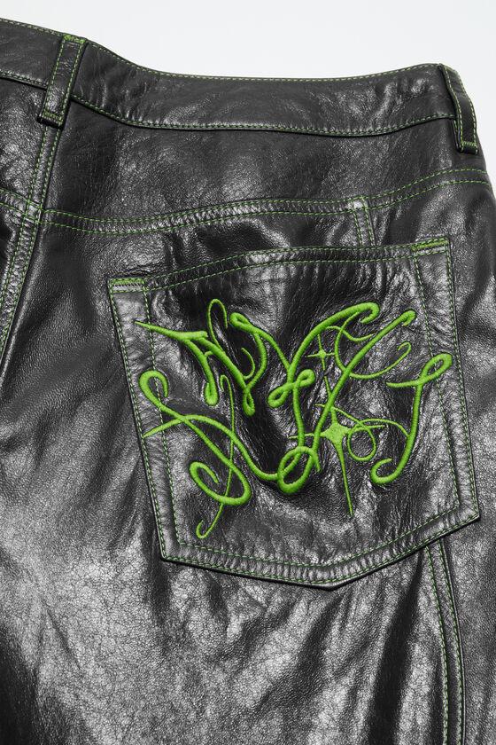 Leather embroidered trousers Product Image