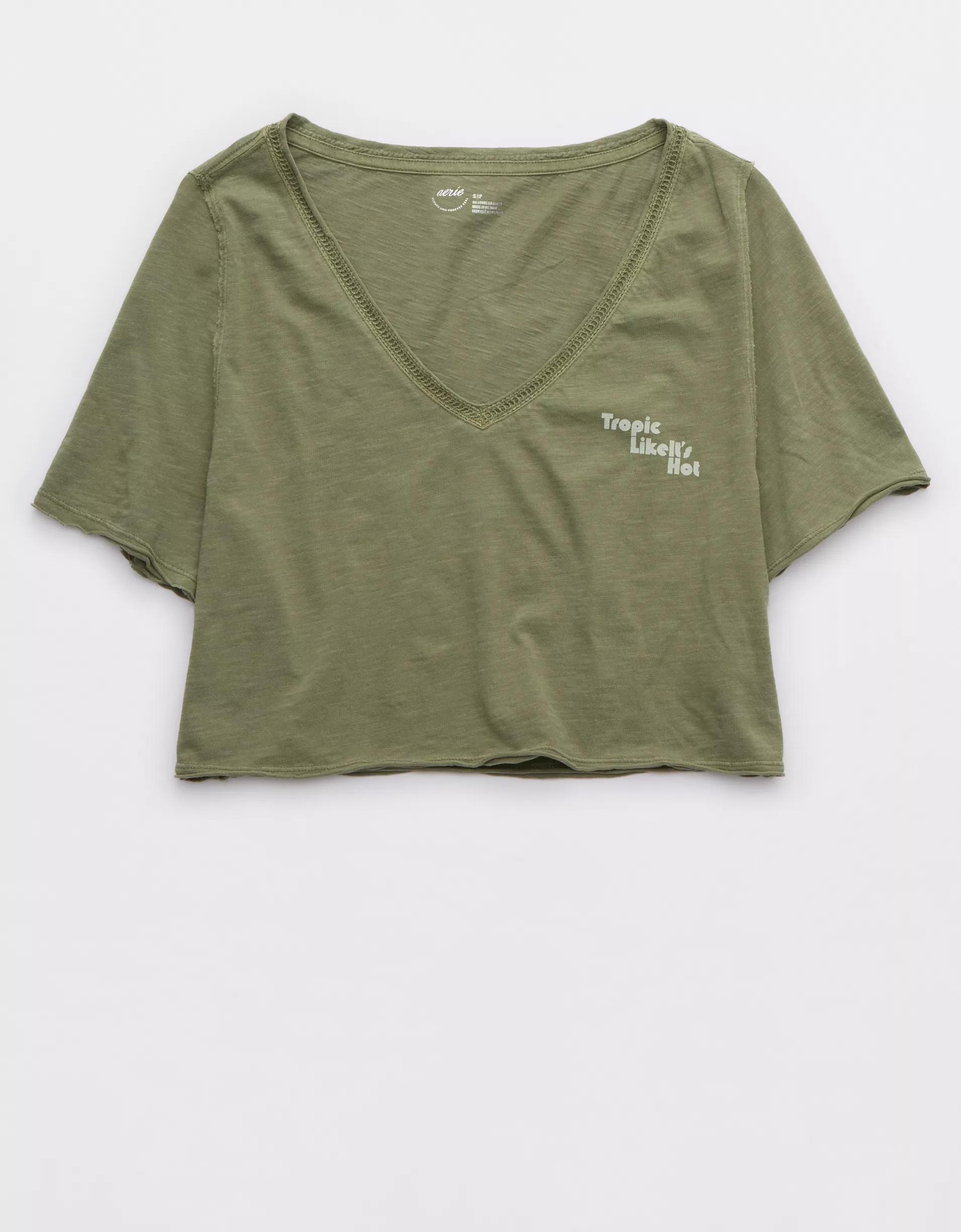 Aerie Cropped Graphic Beach T-Shirt Product Image