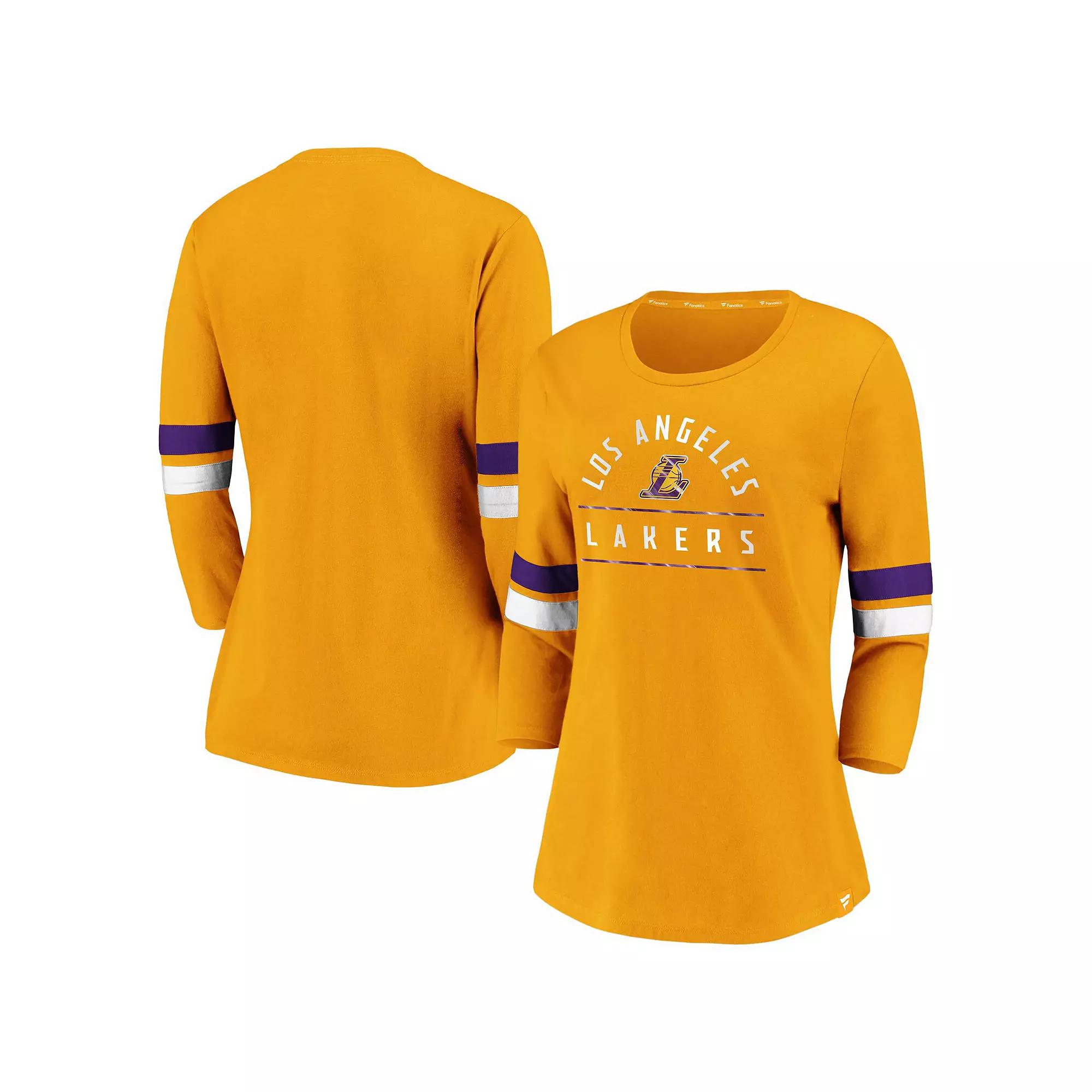 Women's Fanatics Gold Los Angeles Lakers Iconic Prolific Modern 3/4-Sleeve T-Shirt, Size: Medium Product Image