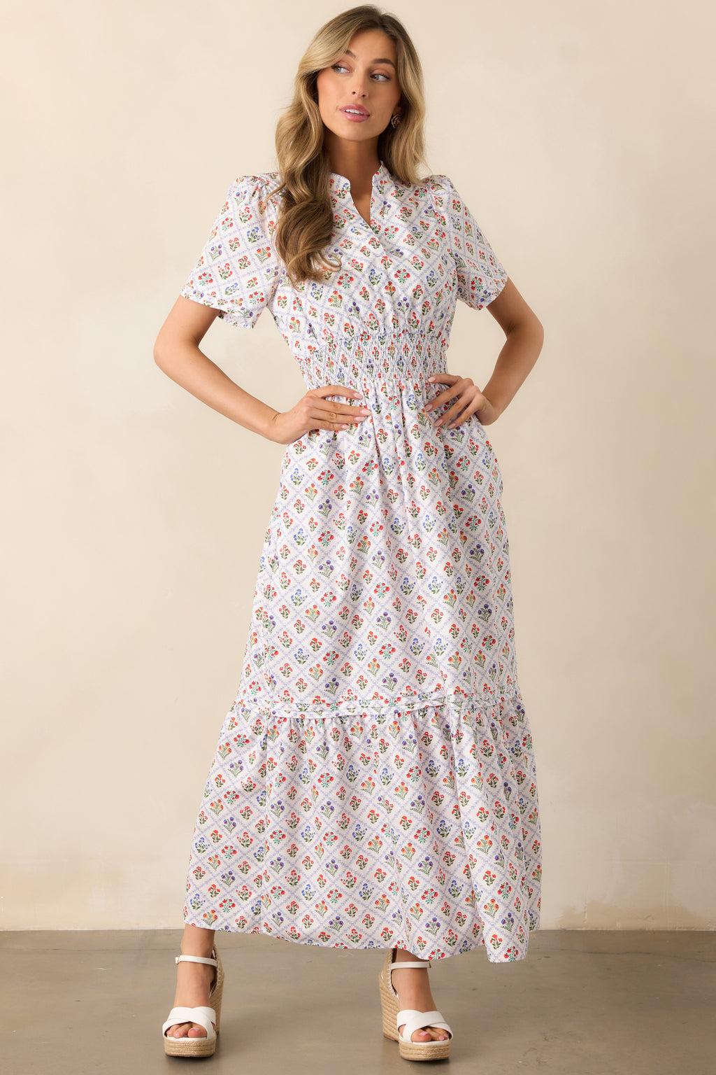 A Thousand Tomorrows Light Blue Floral Cotton Maxi Dress Product Image