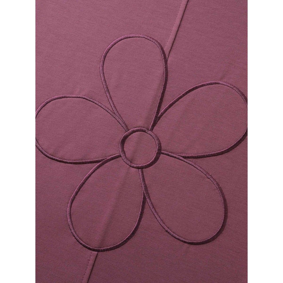 Plus Size Applique Embroidery Drawstring Wide-Leg Pants Women Deepred Leisure Loose Mid Rise Casual Pants BloomChic 14-16/1X Product Image