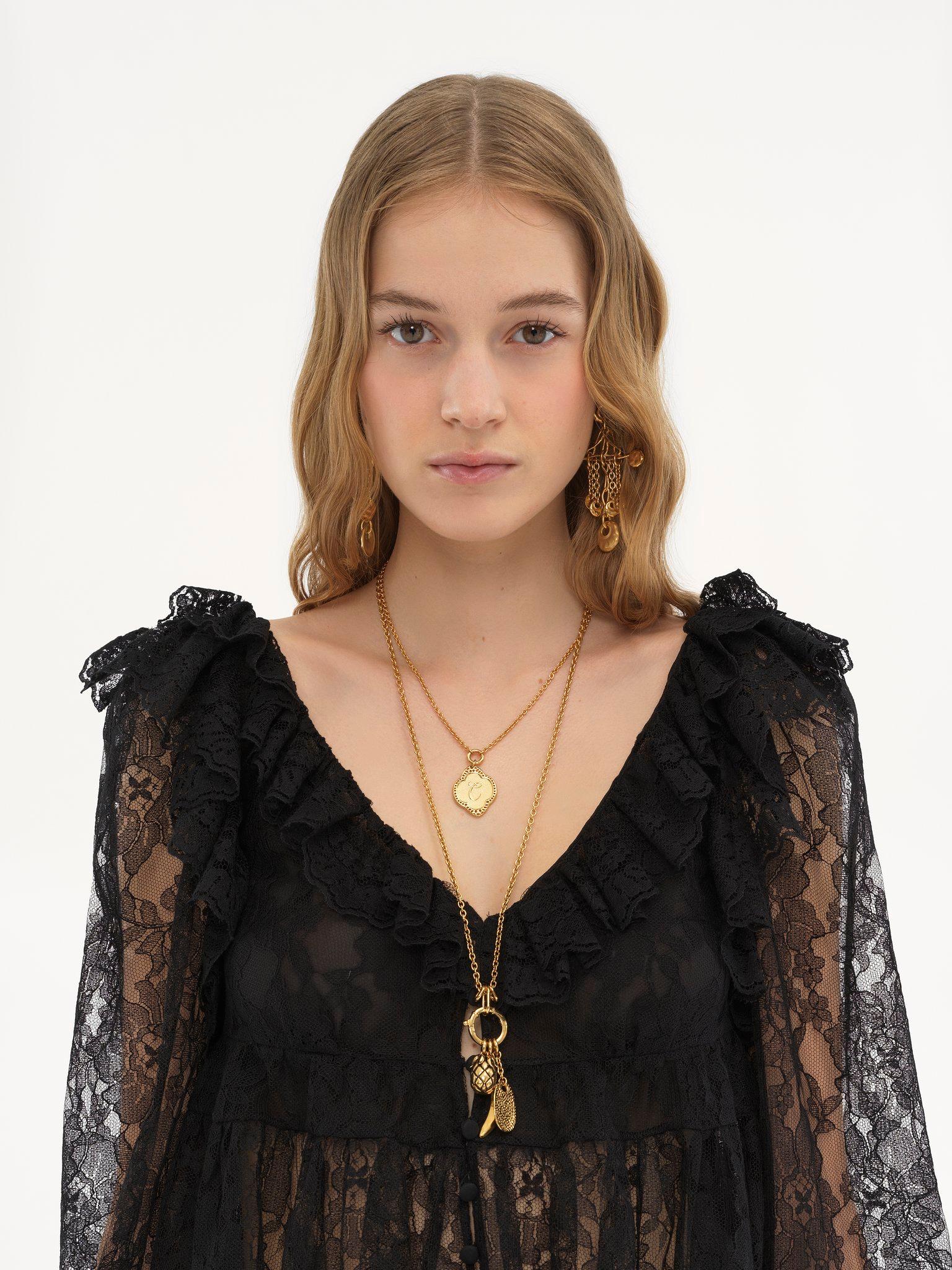 V-neck cropped top in lace Product Image