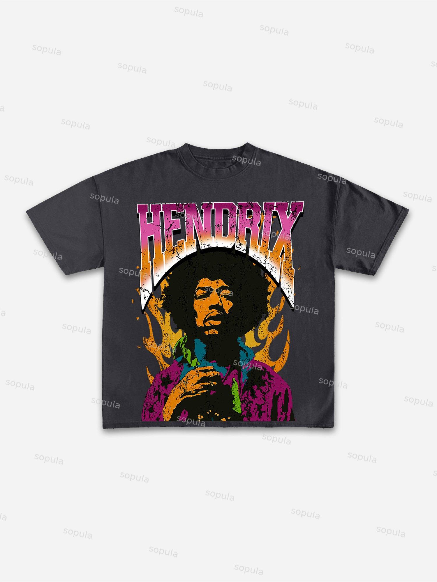 Sopula Jimi Hendrix Print Cotton T-Shirt Product Image