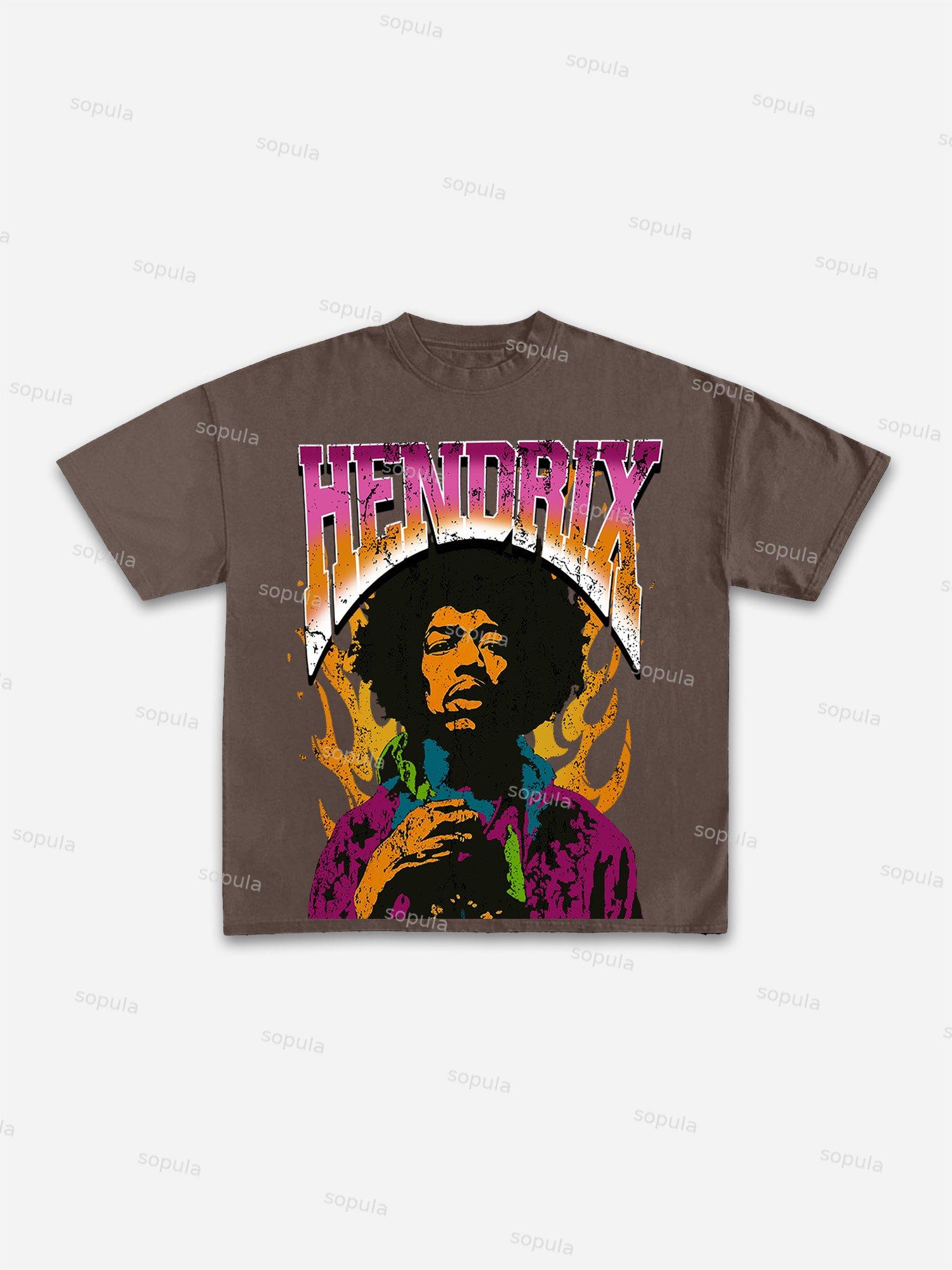 Sopula Jimi Hendrix Print Cotton T-Shirt Product Image