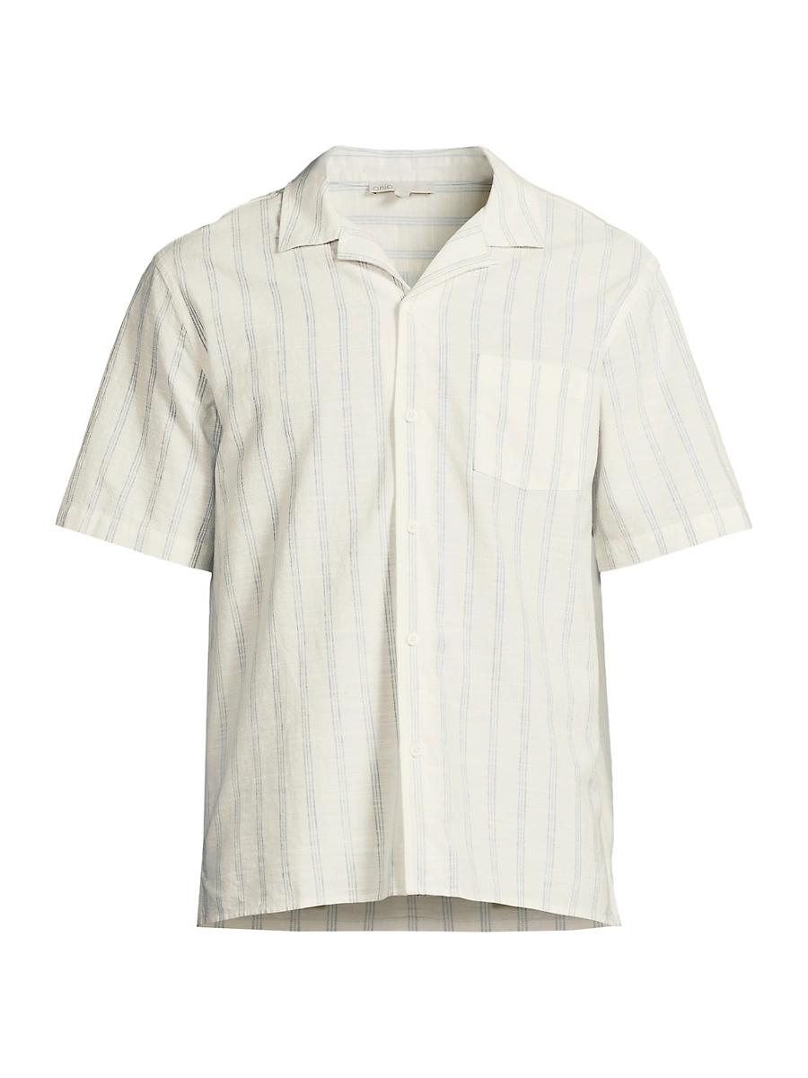 Mens Vacation Striped Cotton-Linen Shirt Product Image