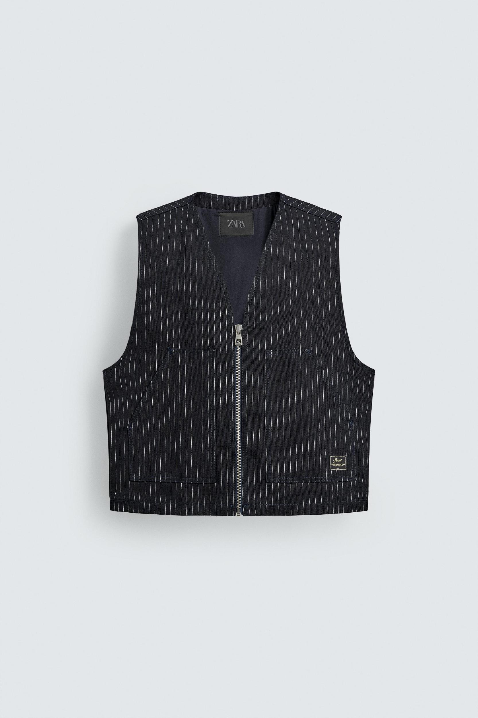 PINSTRIPE DENIM VEST Product Image