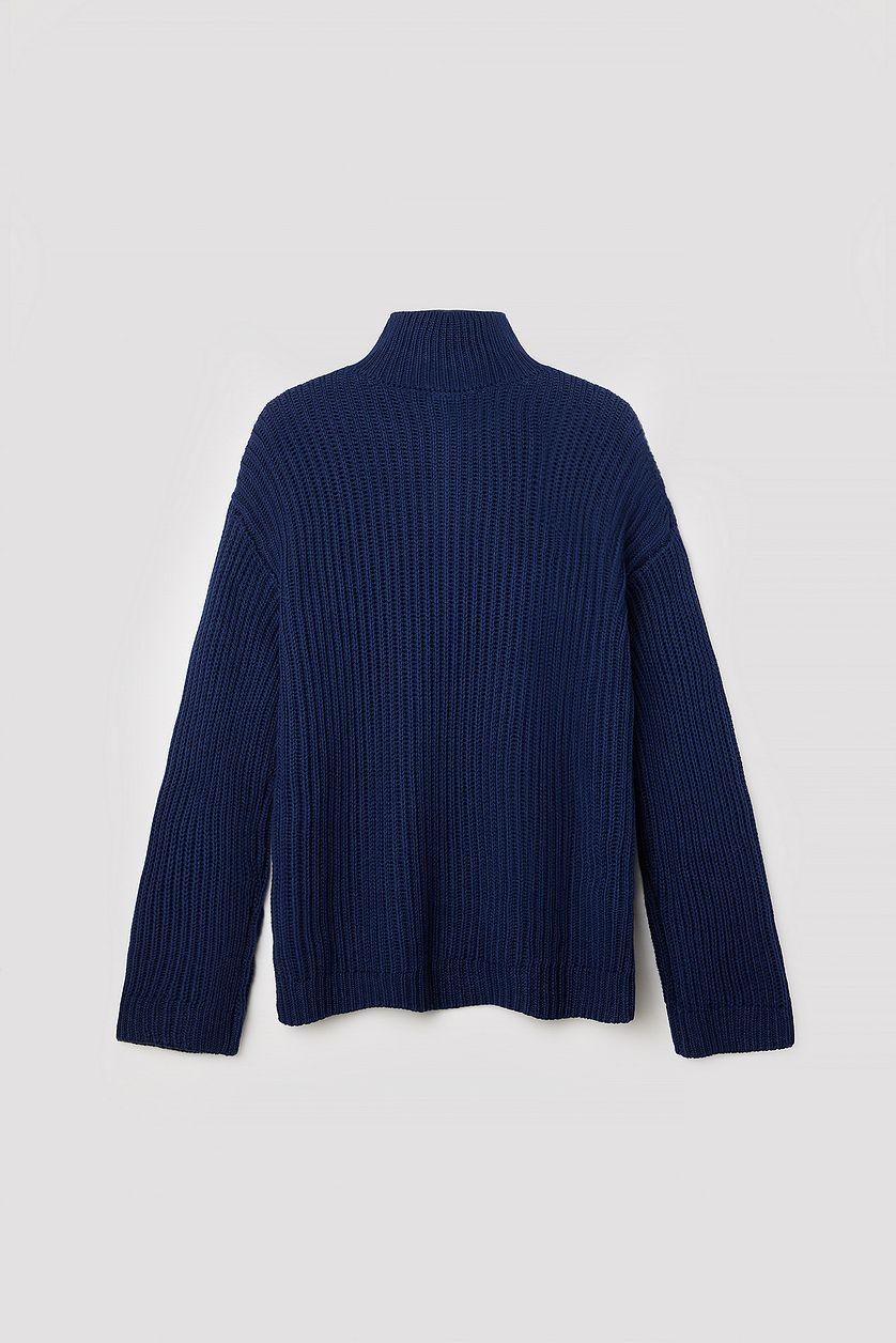 High Neck Zipped Knitted Sweater Product Image
