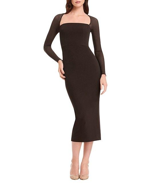 Dress the Population Maxine Mesh Long Sleeve Midi Bodycon Dress Product Image