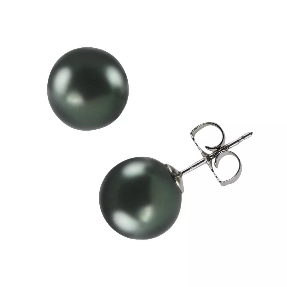 PearLustre by Imperial 18k White Gold Tahitian Cultured Pearl Stud Earrings, Women's, Black Product Image
