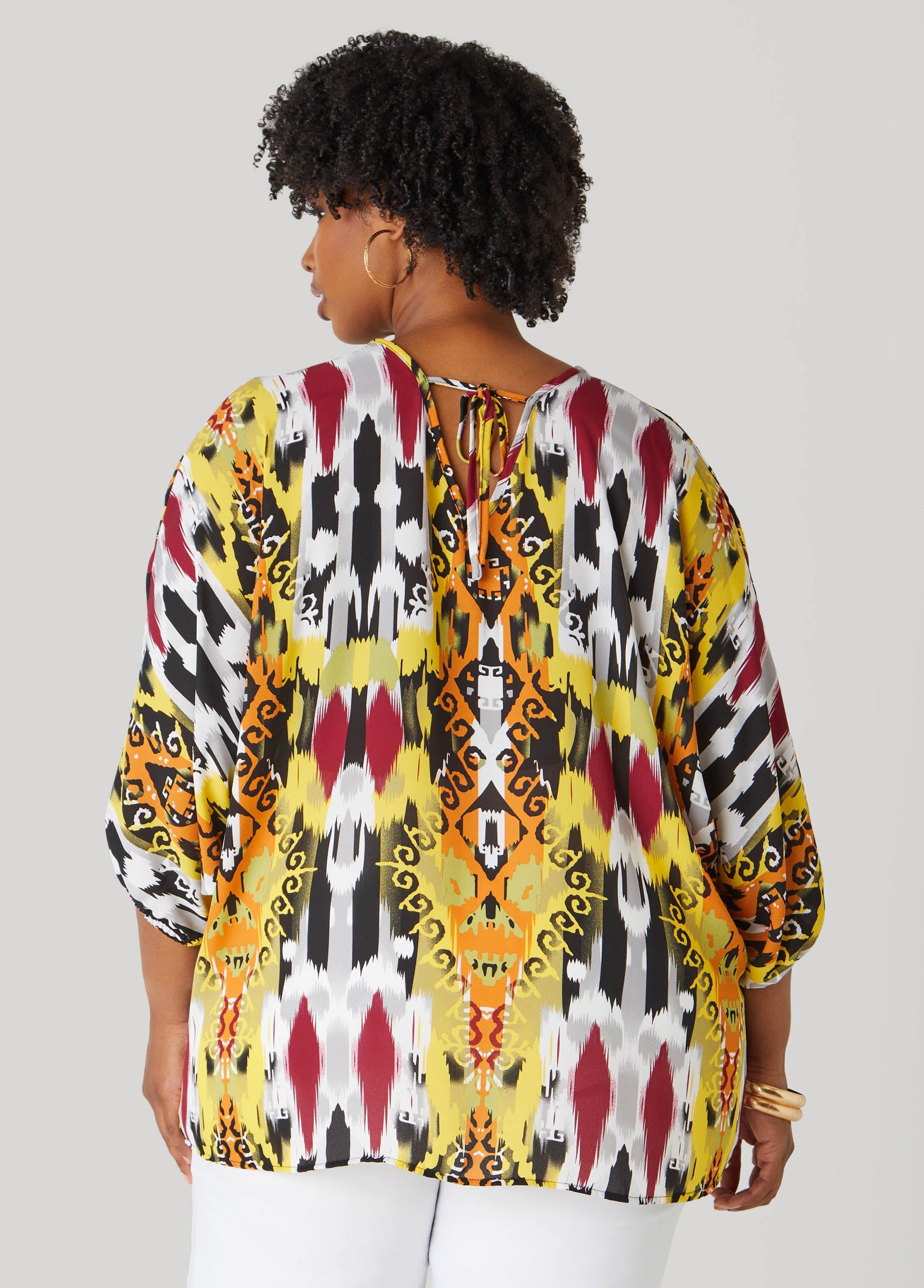 V Neck Abstract Print Blouse Product Image