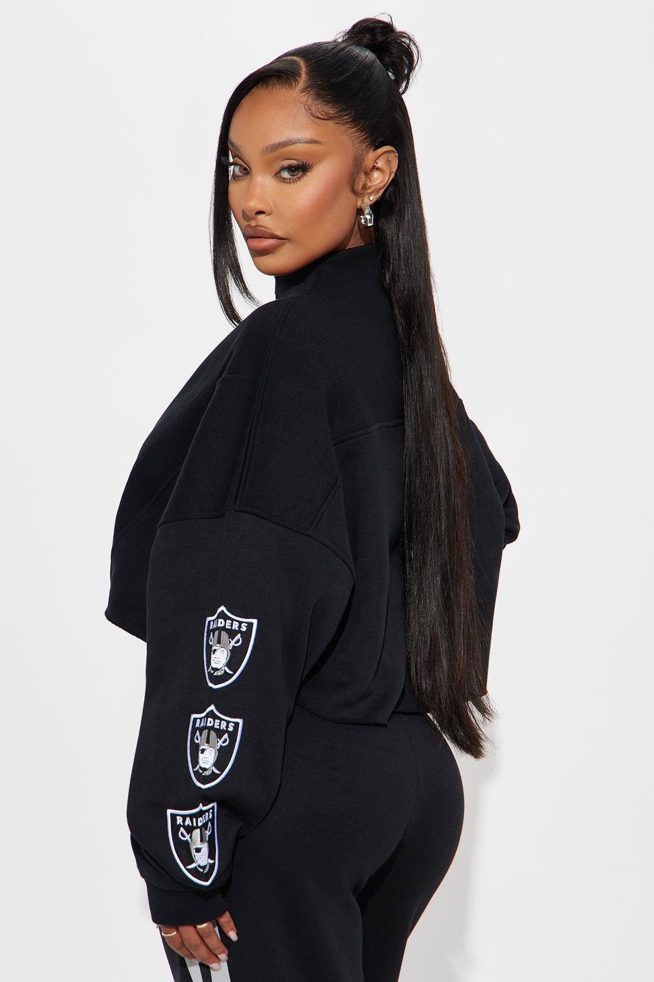 Raiders Second Half Come-Back Zip Sweatshirt - Black Female Product Image