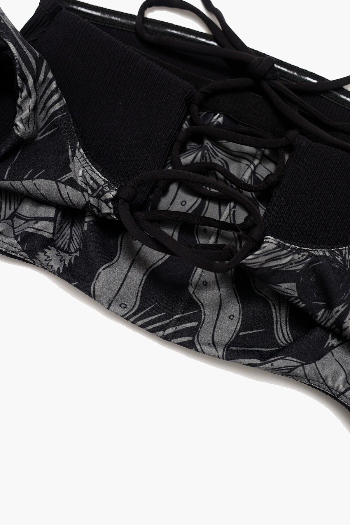 Coastline Cap Sleeve Bikini Top - Black Rib Product Image