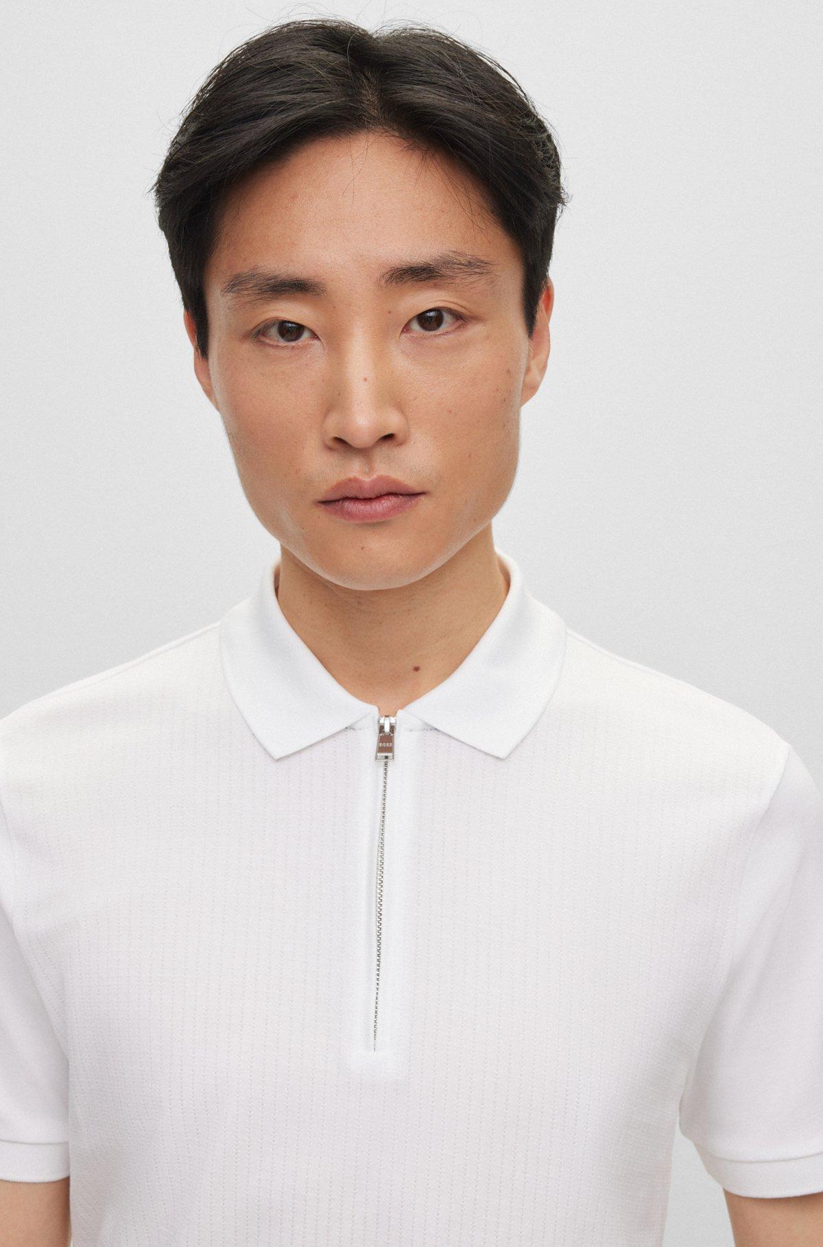 Structured-cotton slim-fit polo shirt with zip placket Product Image