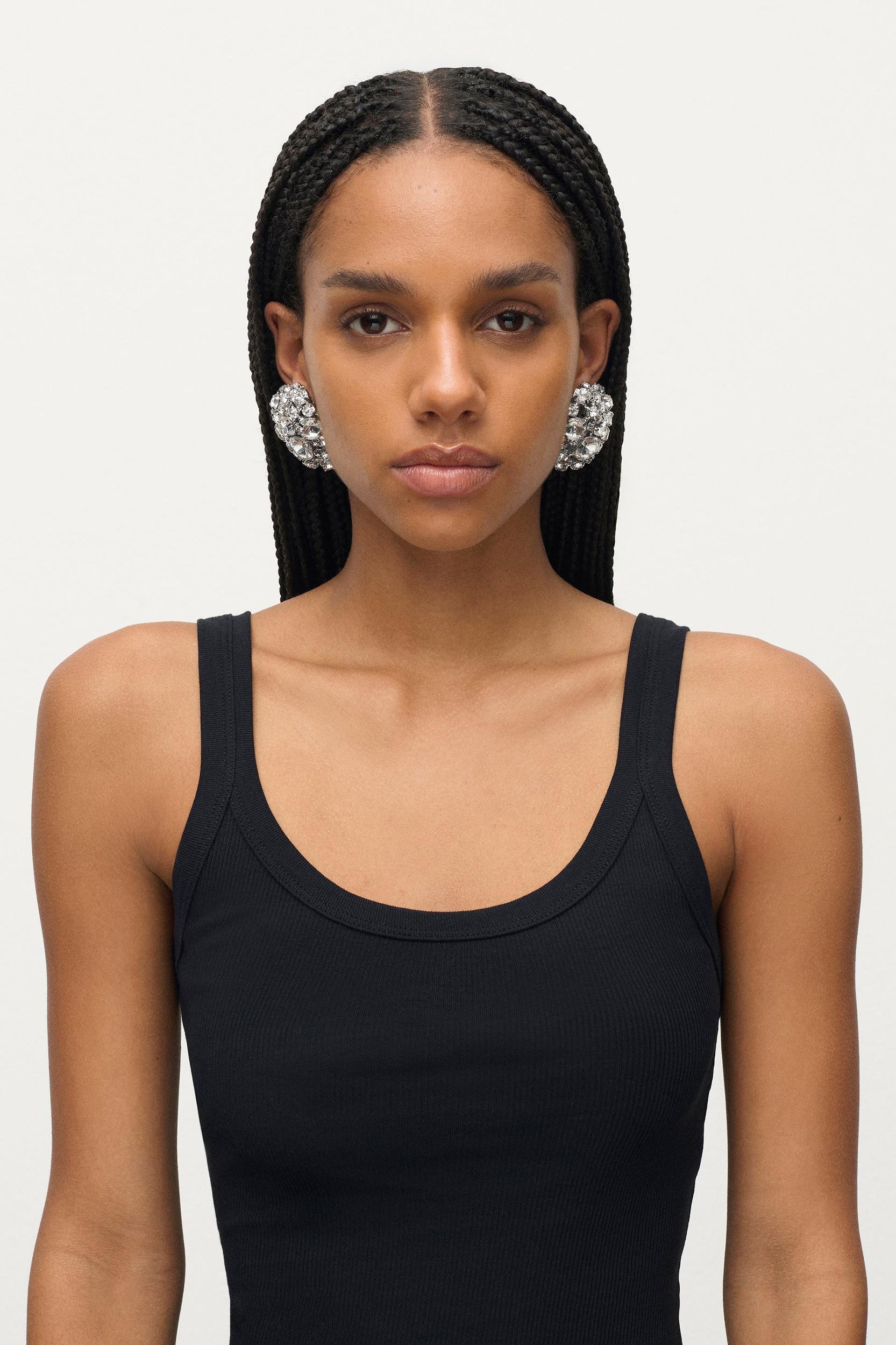 Crystal Cluster Heart Earrings Product Image