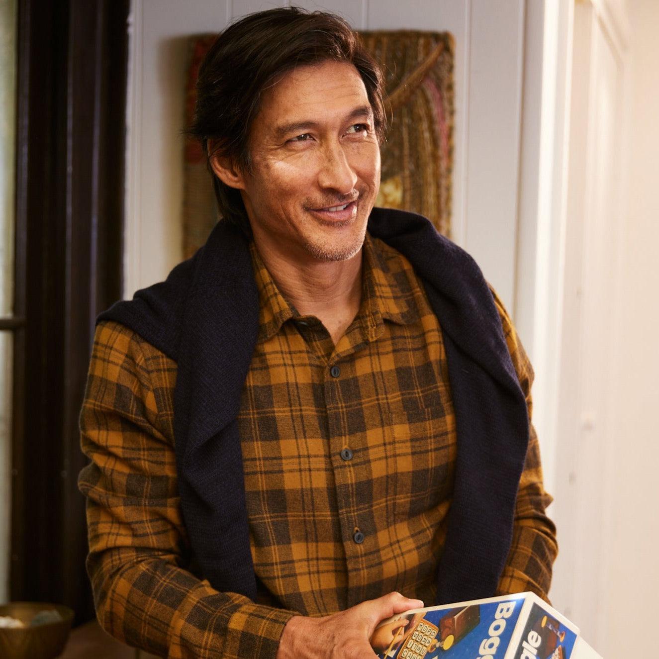 Lightweight Grindle Twill Shirt - Mustard Navy (Final Sale)* Product Image