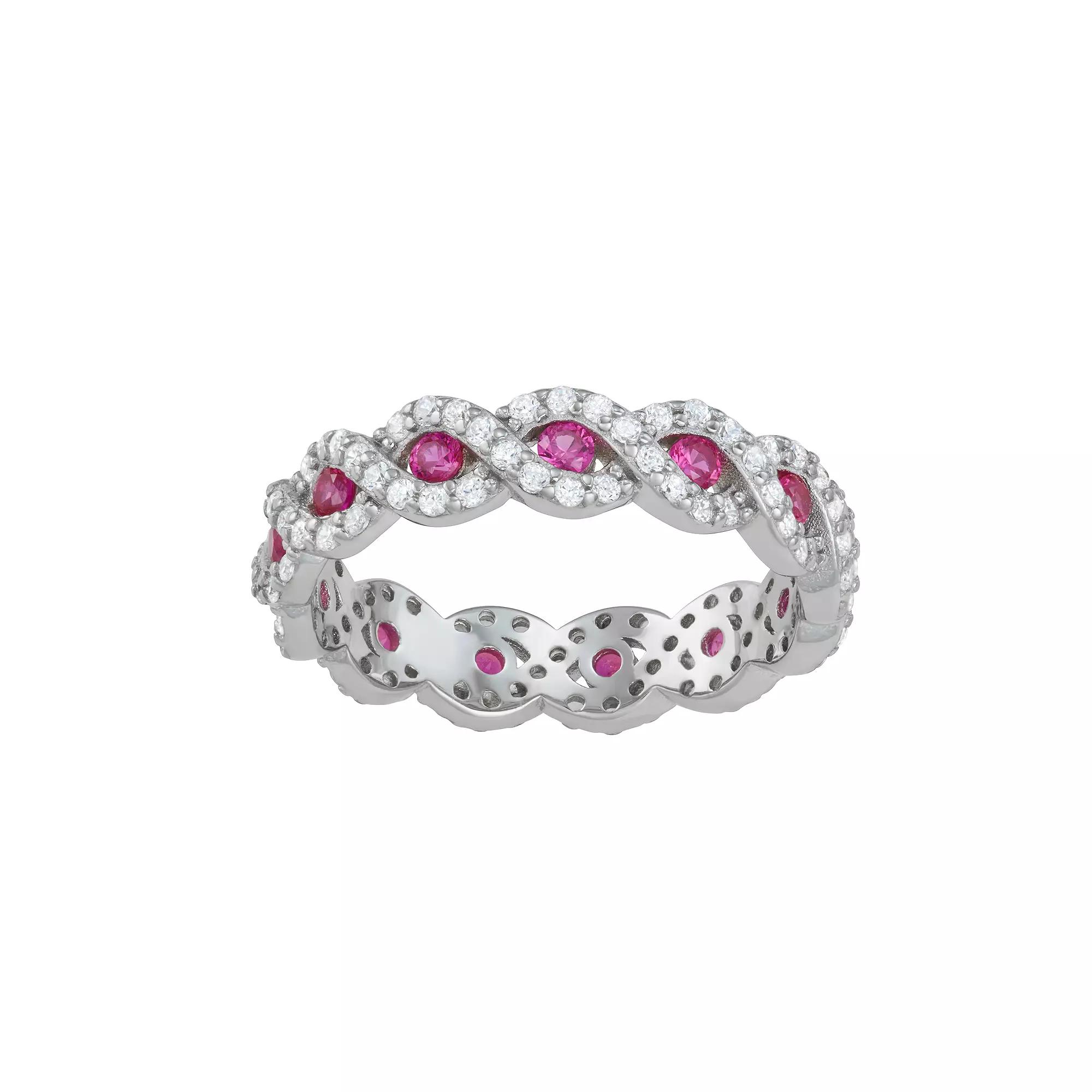 Sterling Silver Lab-Created Ruby & Cubic Zirconia Ring, Women's, Size: 6 Product Image