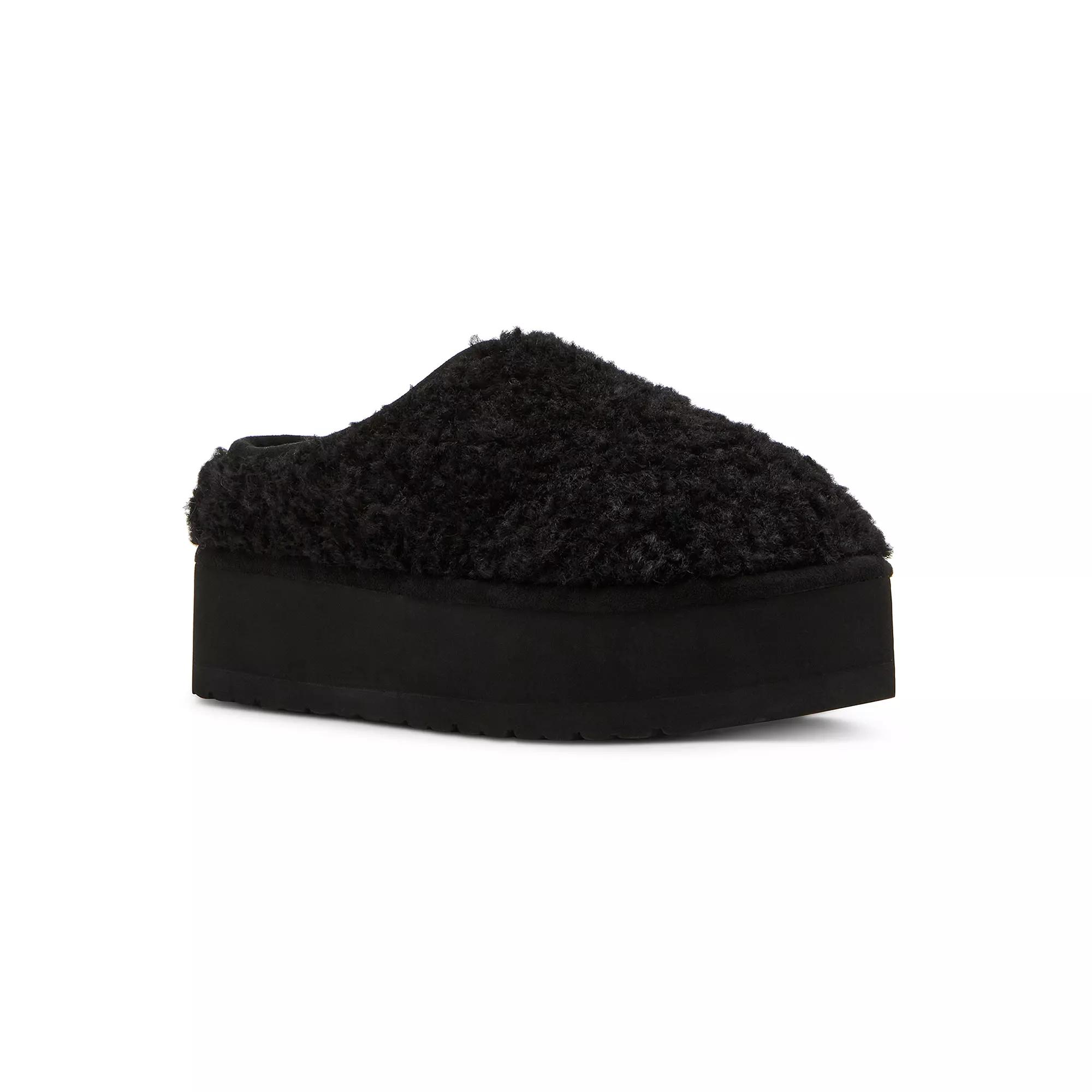 madden girl Women's Faux Fur Clogs, Size: 10, Black Product Image
