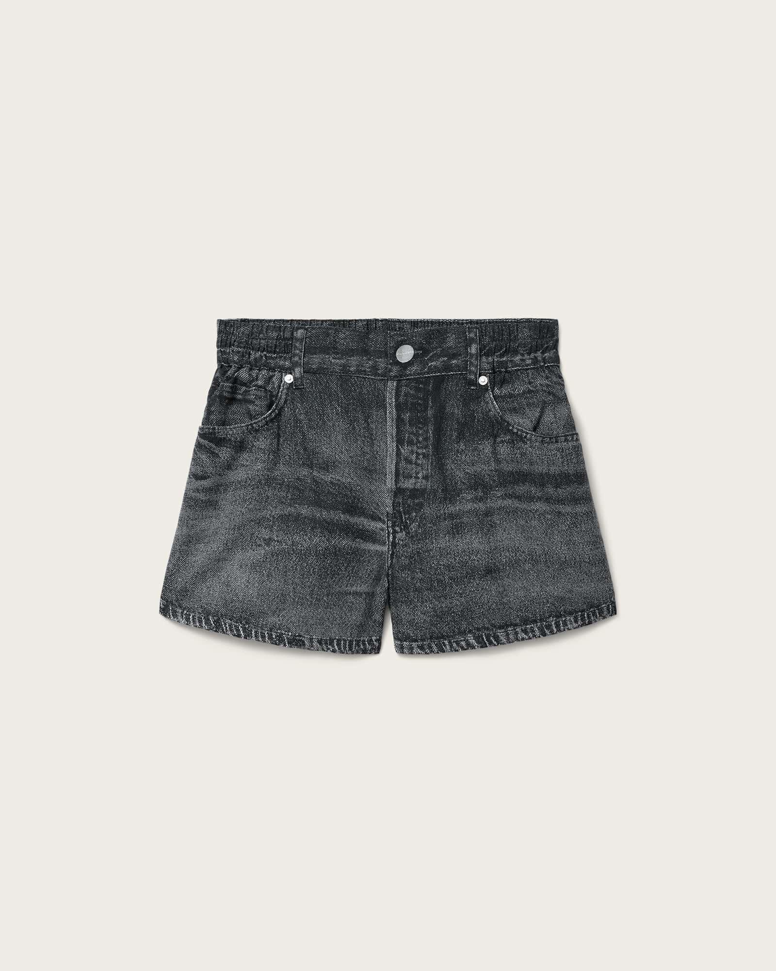 Tyler Wide Leg Illusion Of Denim Shorts ILLUSION BLACK | ALLSAINTS US Product Image