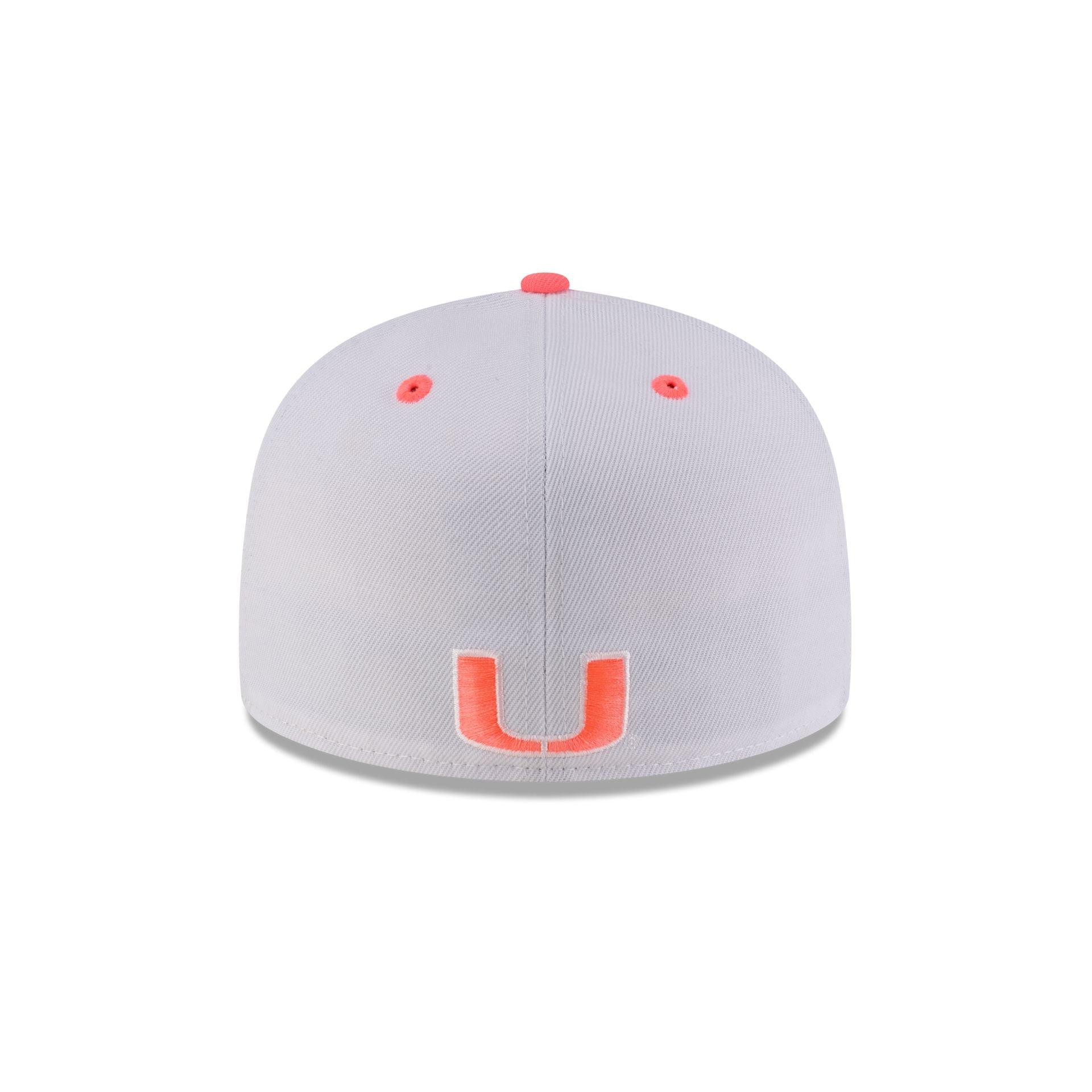 Miami Hurricanes Chrome Pink 59FIFTY Fitted Hat Male Product Image
